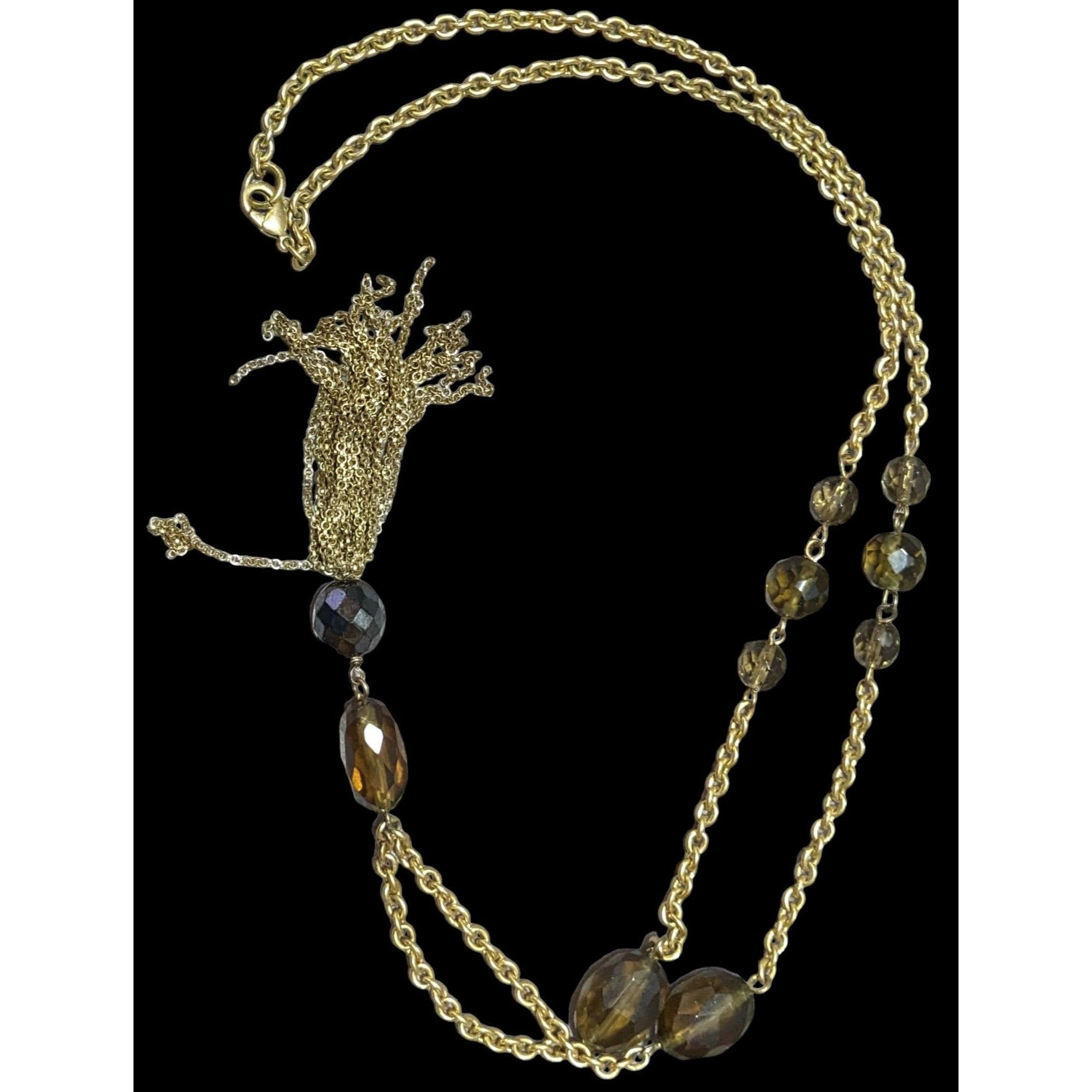 Other Glass Beaded Gold Chain Tassel Necklace Size ONE SIZE - 3 Thumbnail