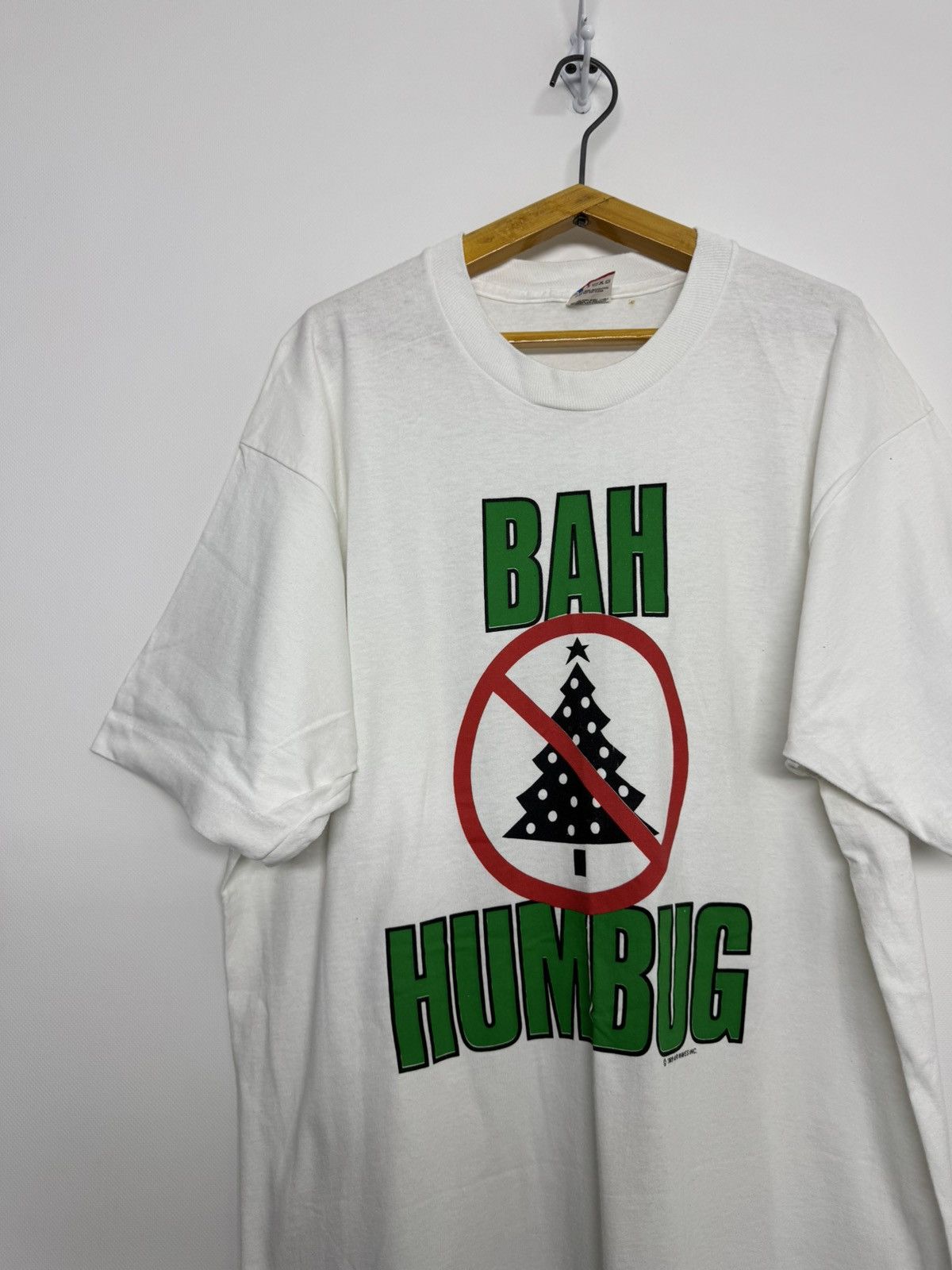 Fruit Of The Loom Bah Humbug No Christmas Vintage Men's T-Shirt Size US XL / EU 56 / 4 - 2 Thumbnail