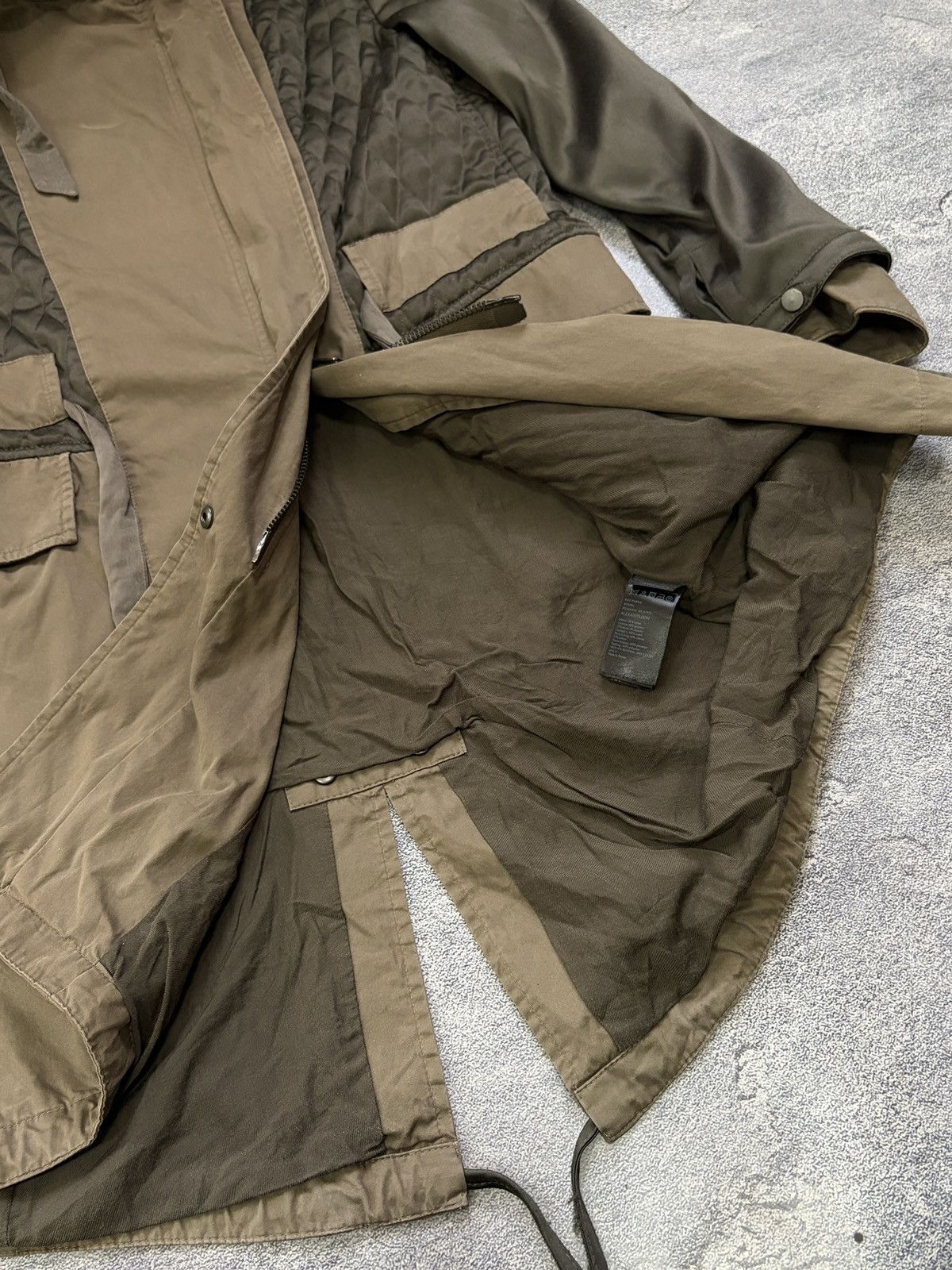 Allsaints AllSaints Fife Military Khaki Mixed Media Parka Jacket 8/4 Size S / US 4 / IT 40 - 11 Thumbnail