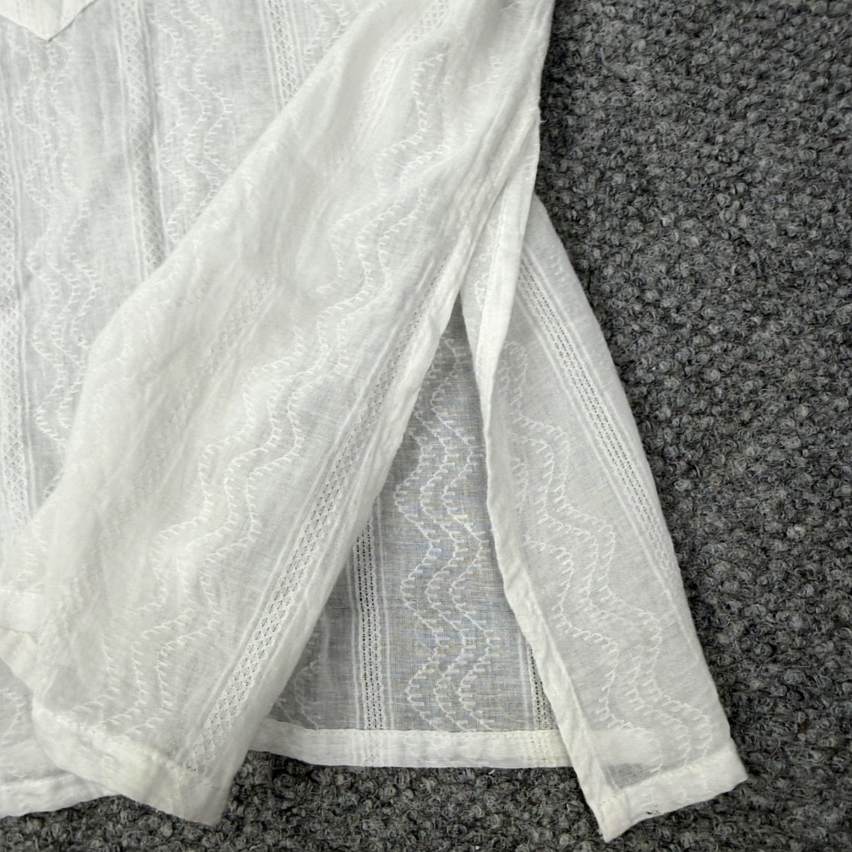 Vintage Solitaire Women’s Tunic Blouse Large White Cotton Embroidered Boho Beach Top 3/4 Sleeve Size L / US 10 / IT 46 - 4 Thumbnail
