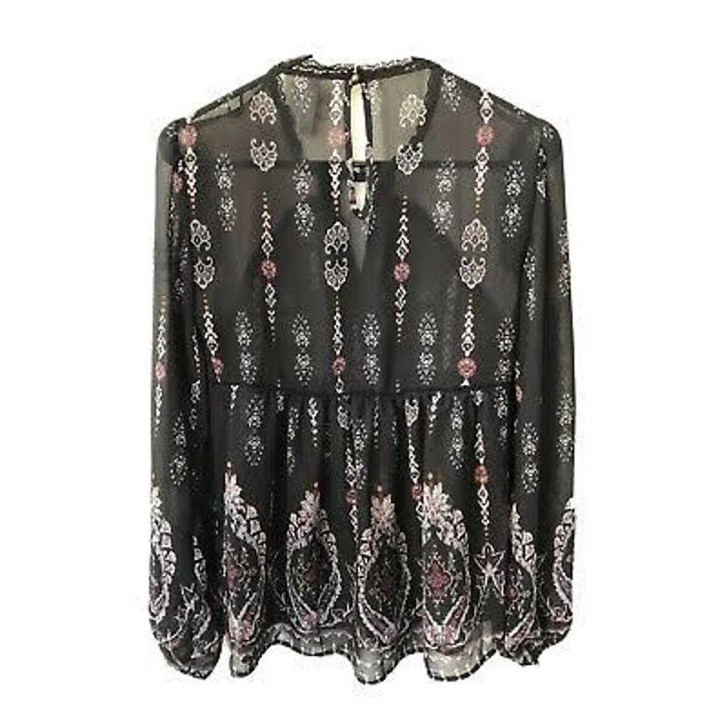Macys Knox Rose | Boho Velvet Floral Embroidered Peasant Top | M Size M / US 6-8 / IT 42-44 - 7 Thumbnail