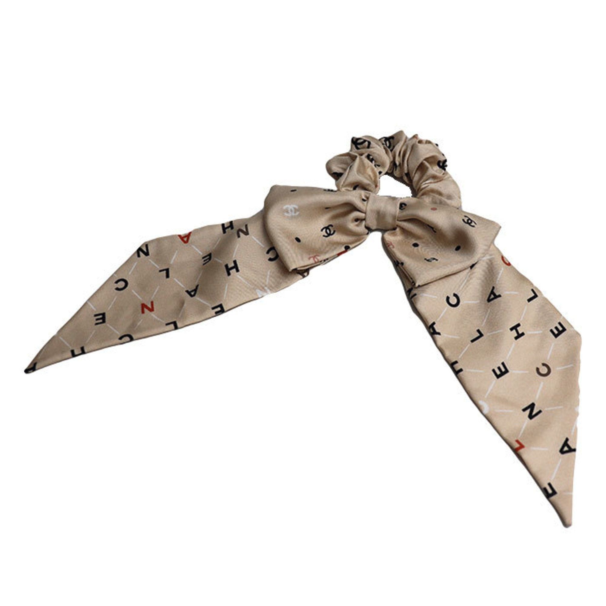 image of Chanel Silk Ribbon Hair Scrunchie For Women in White