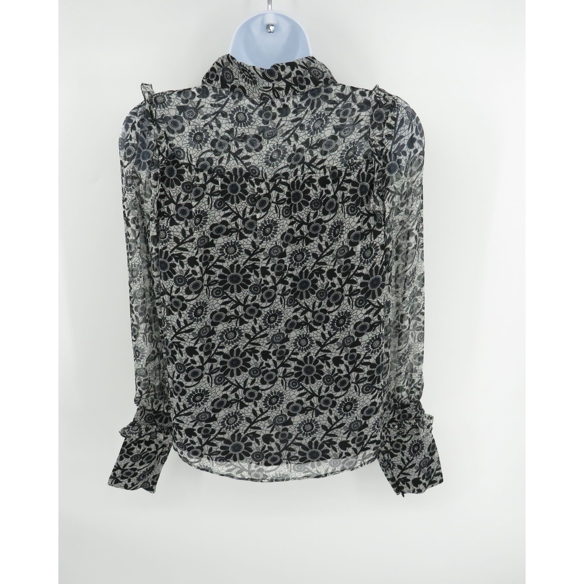 Other Walter Baker XS Sheer Black & White Floral Long Sleeve Blous Size XS / US 0-2 / IT 36-38 - 4 Thumbnail