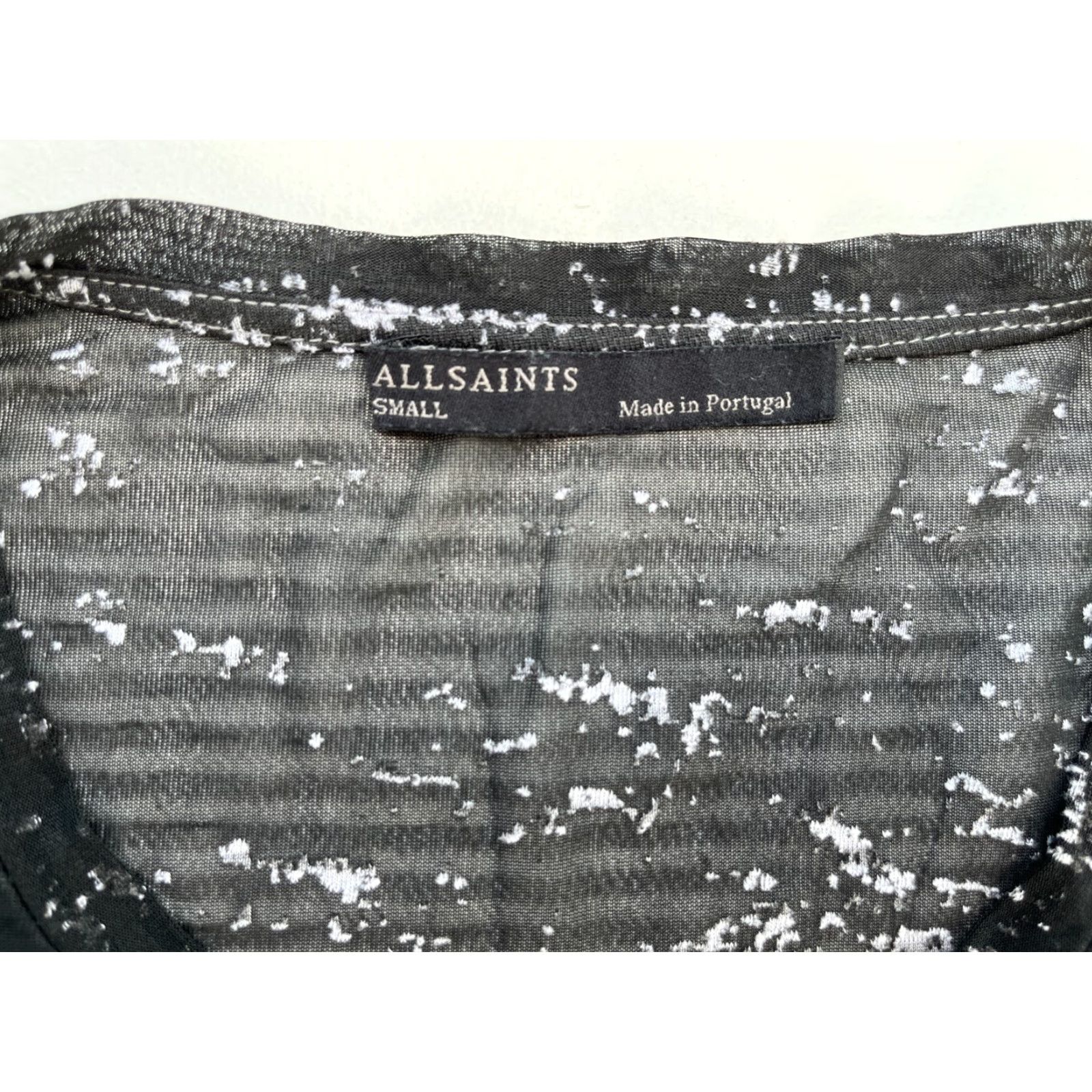 Allsaints AllSaints Women's Zane Rok Tee Striped Short Sleeve Crew Neck Pullover Cotton Blend Gray Sz S Made in Portugal Size S / US 4 / IT 40 - 4 Thumbnail