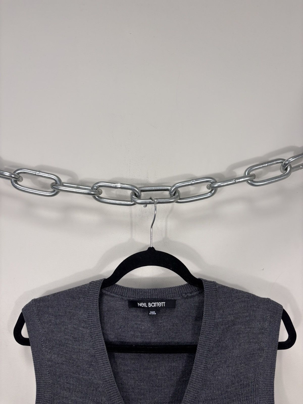 Neil Barrett Neil Barrett Men’s Grey Wool Knit Vest Sleeveless Cardigan Size US M / EU 48-50 / 2 - 3 Thumbnail