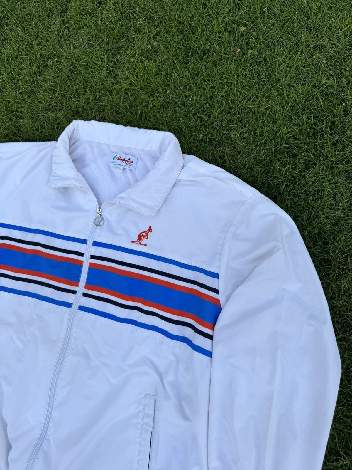 Vintage Australian Print Stripes men's tennis jacket Size US XL / EU 56 / 4 - 5 Thumbnail