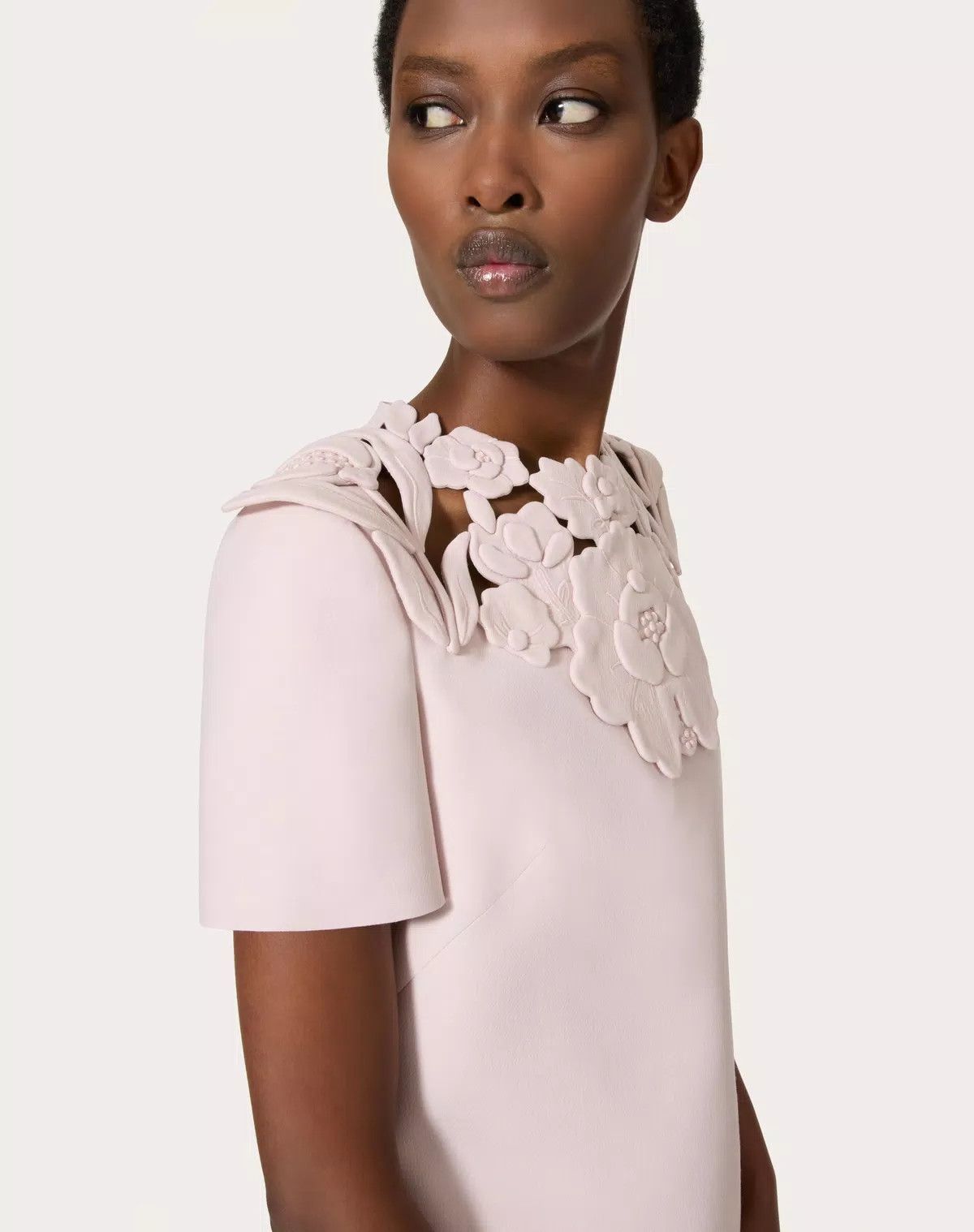 Valentino o1s1wg111125 Embroidered Crepe Couture Short Dress in Pink Size XS / US 0-2 / IT 36-38 - 5 Thumbnail