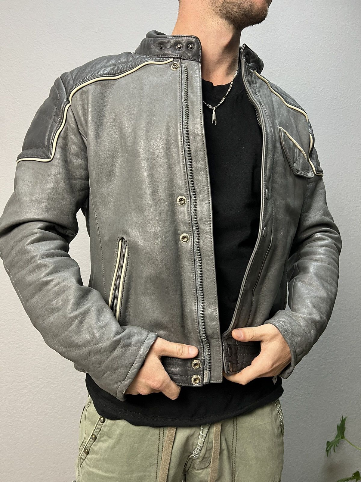 Harley Davidson × Vintage 90s Vintage Grunge Distressed Biker Leather Jacket Size US M / EU 48-50 / 2 - 1 Thumbnail