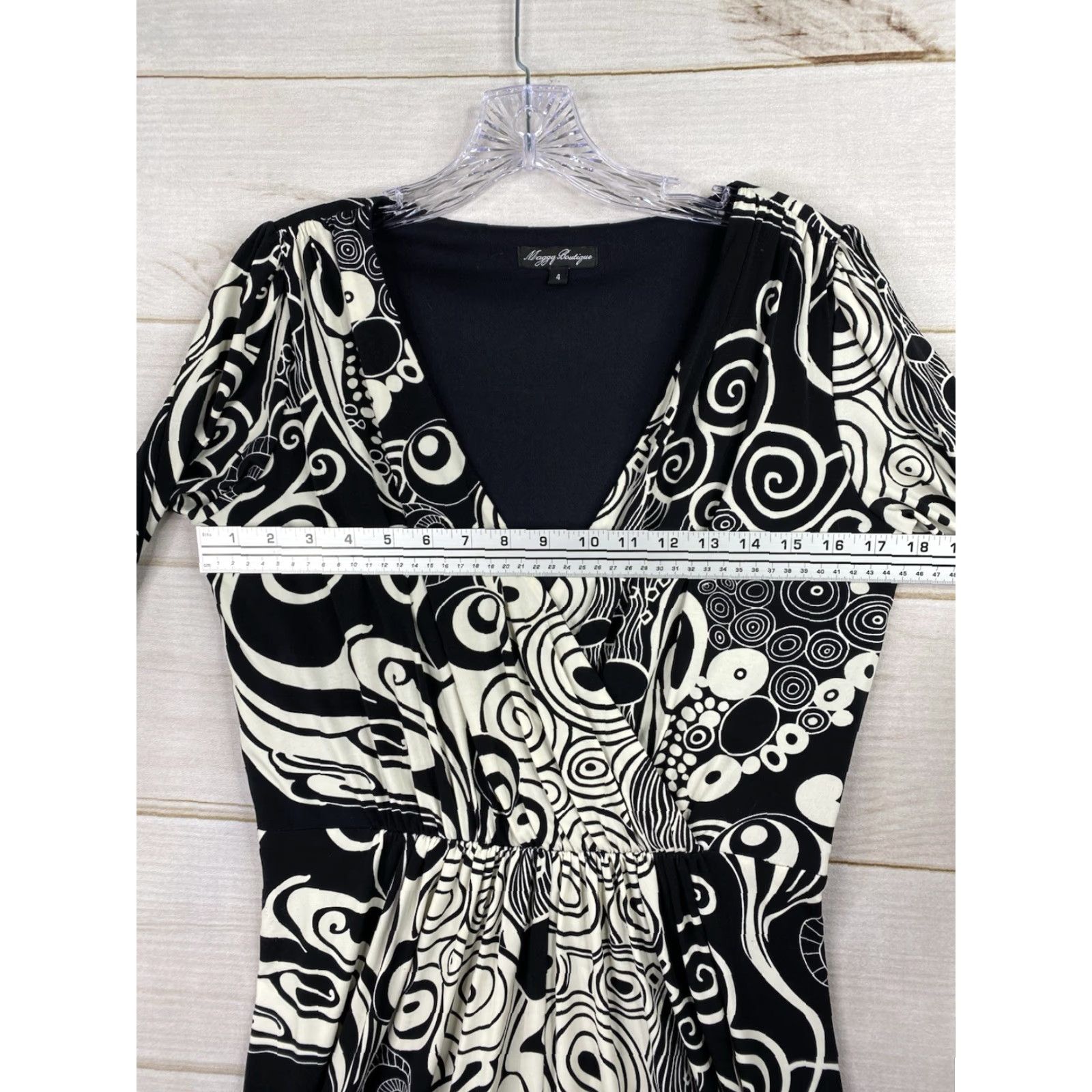 Vintage Maggy Boutique Dress Geometric Black White 3/4 Sleeve V-Neck Midi Vintage No Size S / US 4 / IT 40 - 6 Thumbnail
