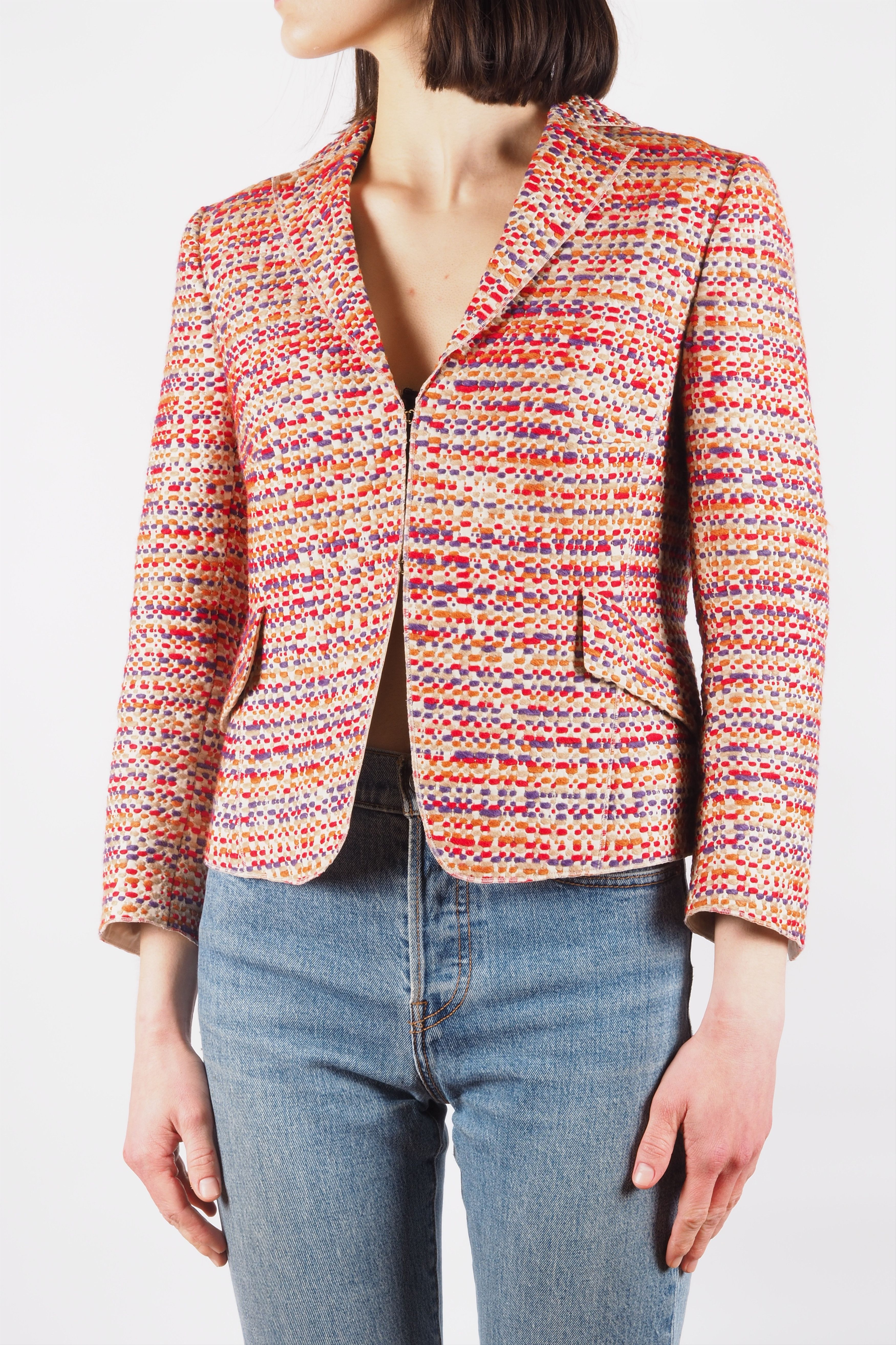 Akris Akris Multicolor Boucle Cropped Designer Blazer Jacket Size M / US 6-8 / IT 42-44 - 2 Thumbnail
