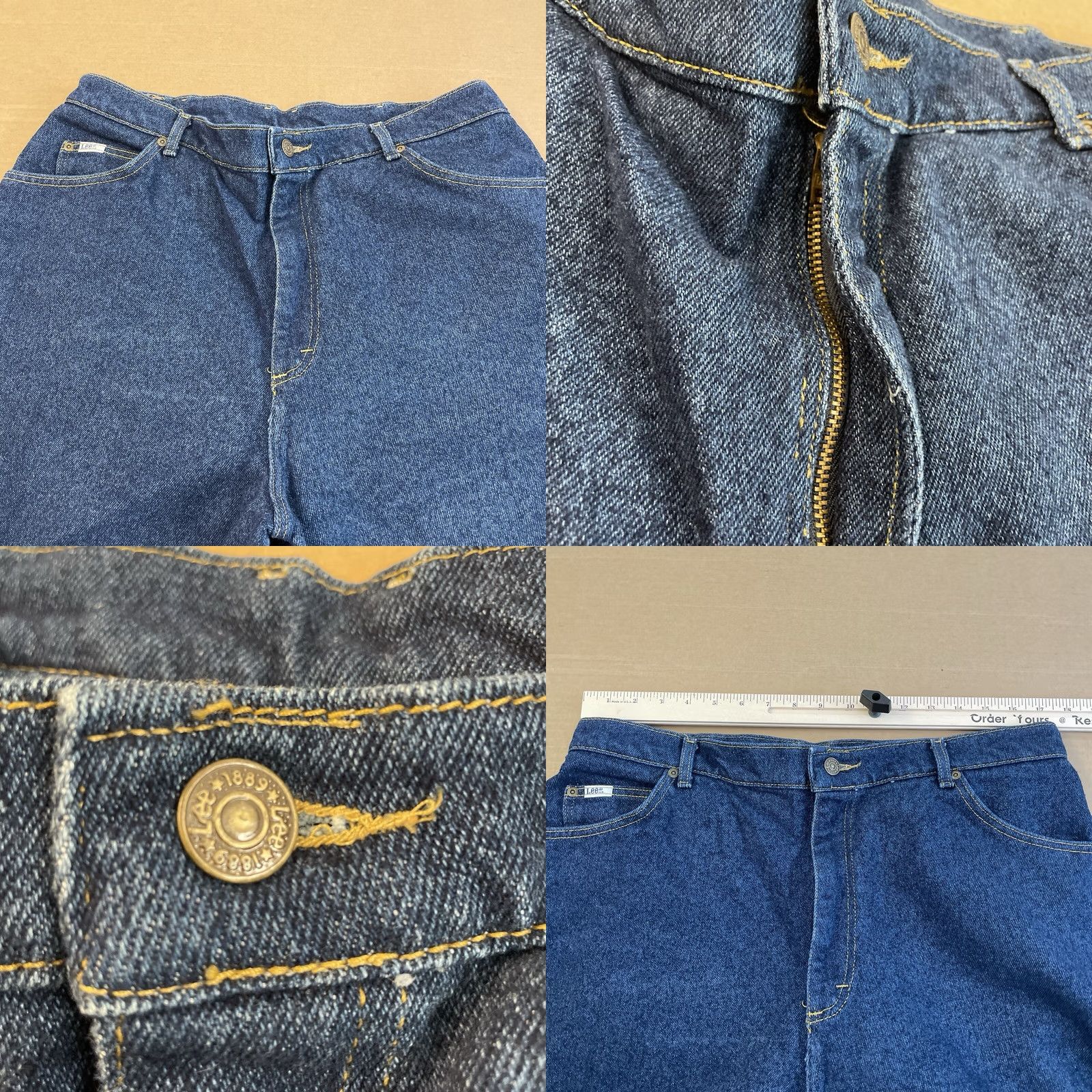 Lee VINTAGE Lee Jeans Womens 36 X 28 Blue High Rise Wide Leg USA 90s Y2K Ladies Size 40" / US 18 - 11 Thumbnail