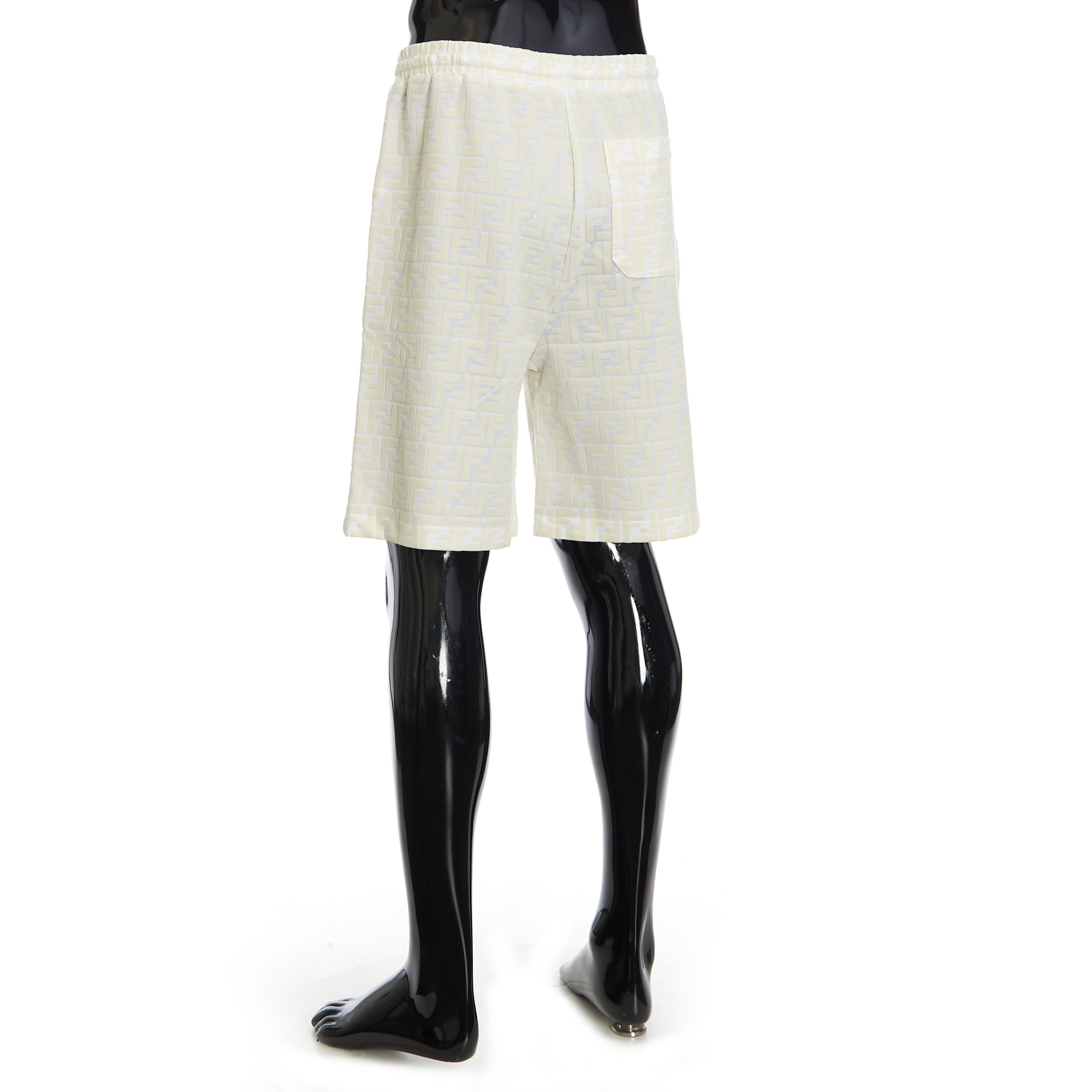 Fendi Jogging Bermuda Shorts In White Cotton With All-Over FF Logo Size US 32 / EU 48 - 4 Thumbnail