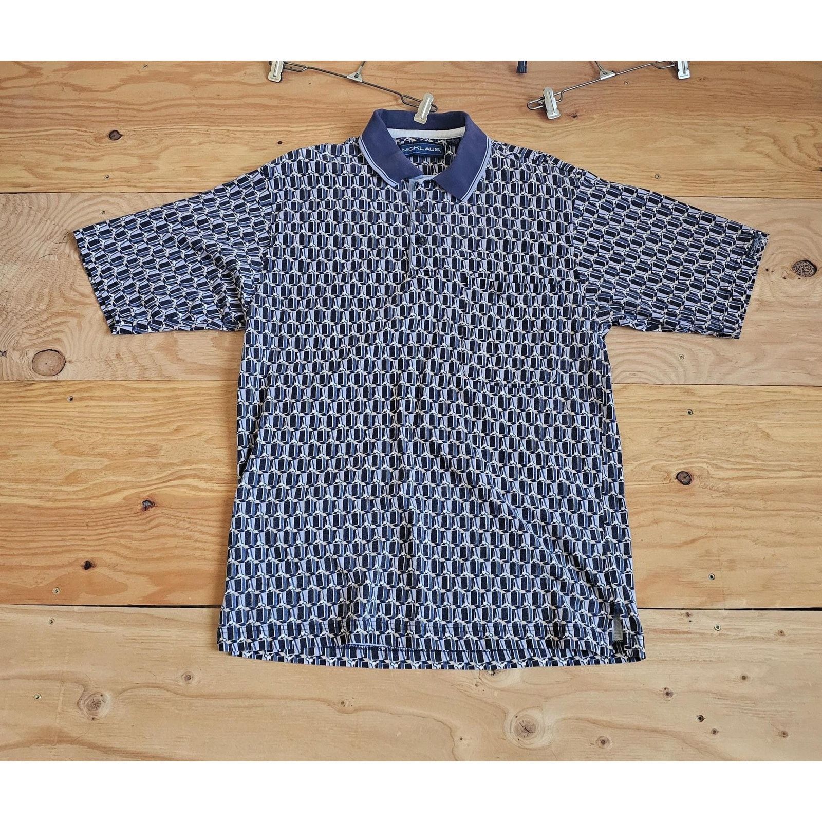 Other Jack Nicklaus Golf Shirt, Geometric, Blue Sz L 1990s Size US L / EU 52-54 / 3 - 1 Thumbnail