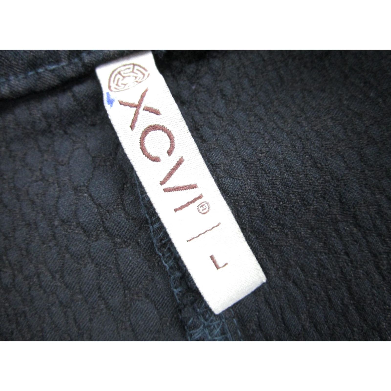 Vintage XCVI Blazer Womens Large Black Textured Grommet Lapel Jacket Notch 4-Button Stretch 72% Rayon 25% Nylon 3% Spandex Modern Size L / US 10 / IT 46 - 6 Thumbnail