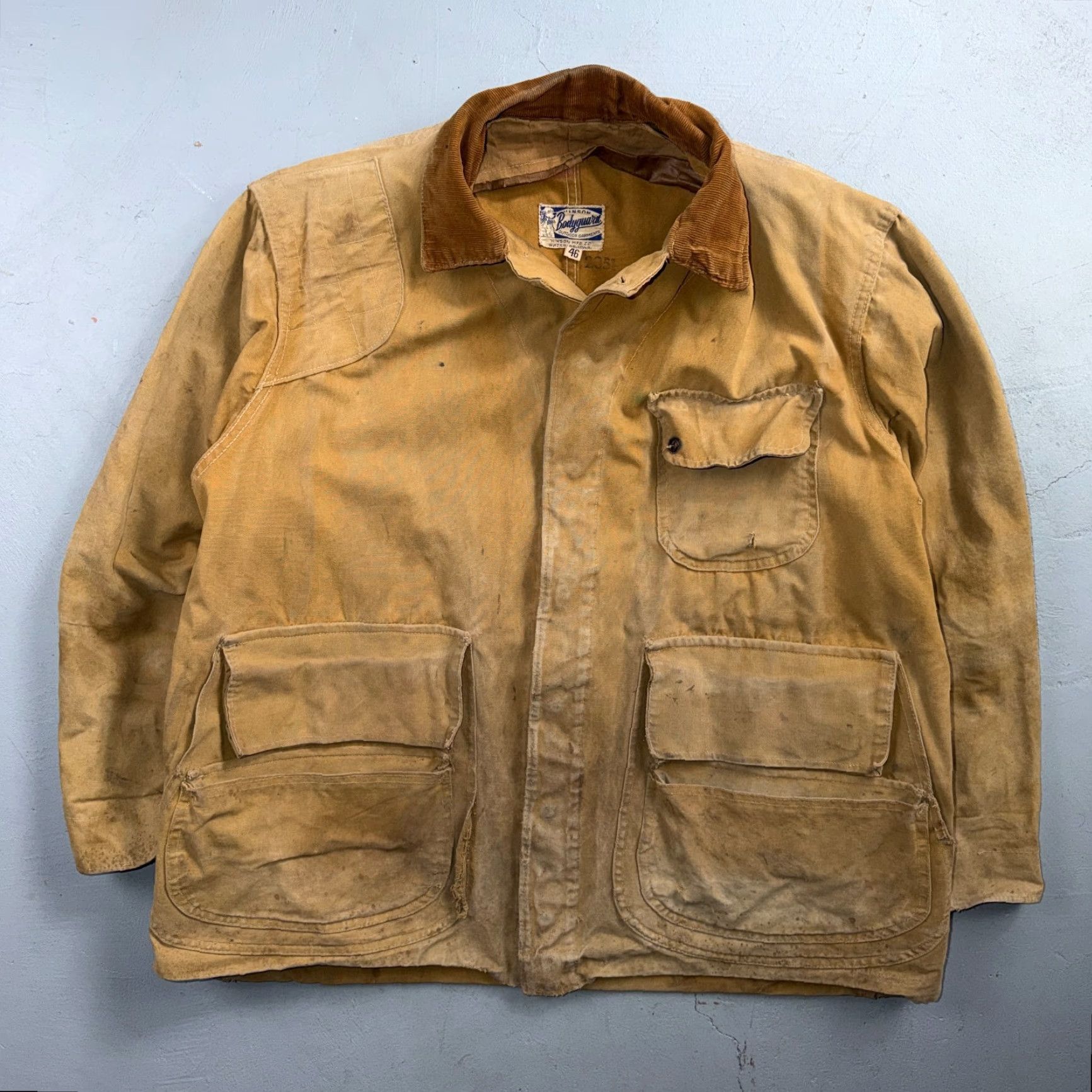 Vintage VINTAGE Hinson Bodyguard Hunting Jacket Coat Men’s 46 Corduroy Brown 1940s USA Canvas Leather Trim Size US S / EU 44-46 / 1 - 2 Thumbnail