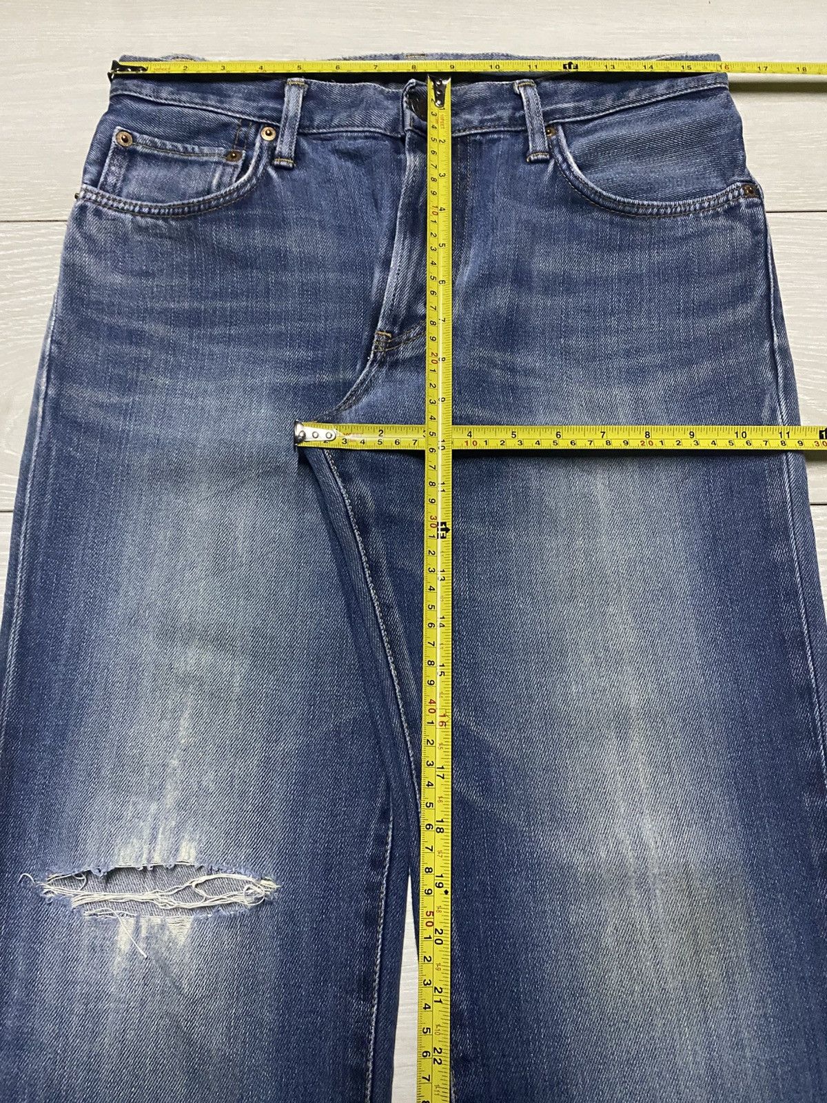 Edwin Vintage Edwin 503 Faded Wash Distressed Slim Fit Jeans Size US 32 / EU 48 - 16 Thumbnail
