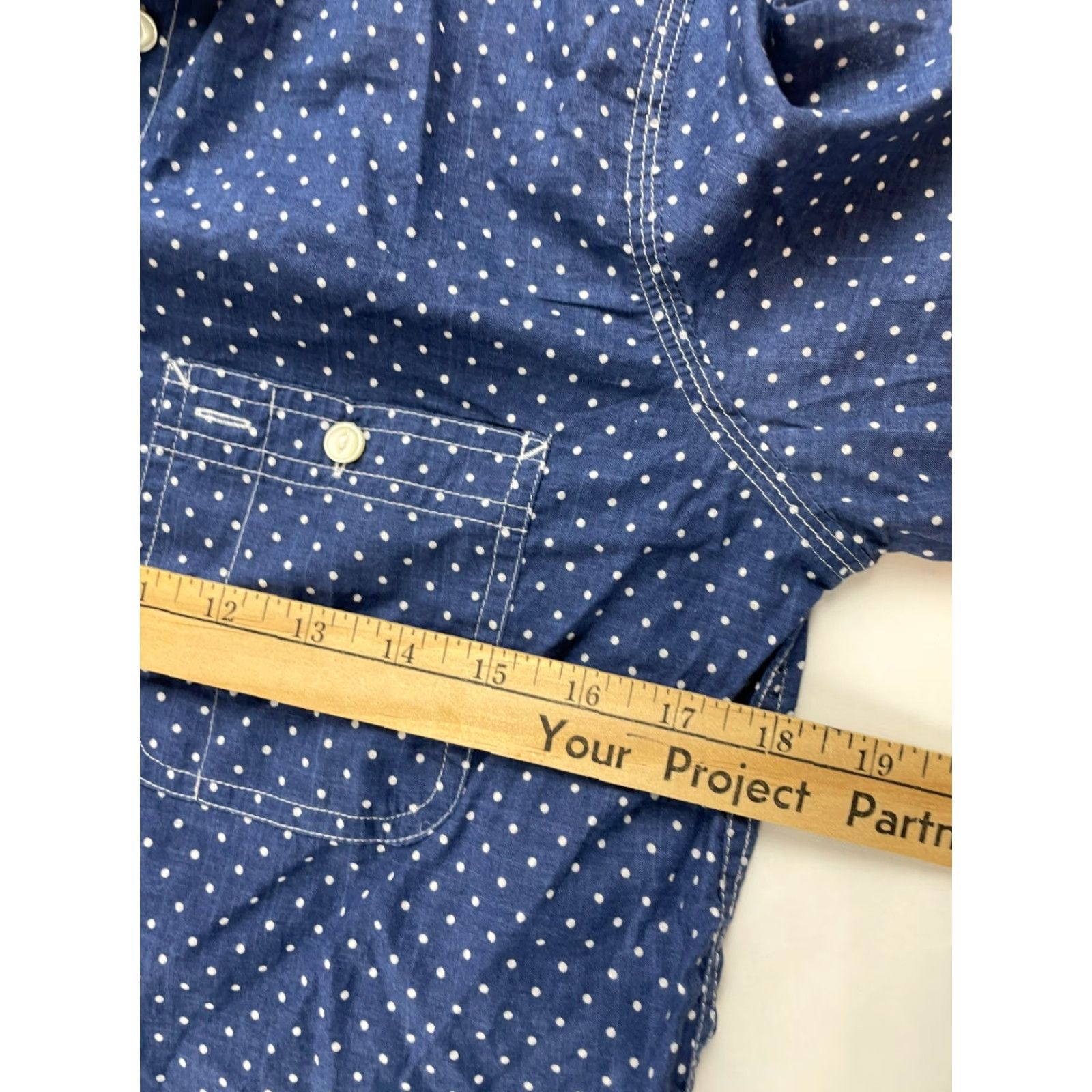 Vintage Lauren Jeans Co. Shirt Women’s S Blue White Polka Dots Patch Pocket Button Up Size S / US 4 / IT 40 - 5 Thumbnail