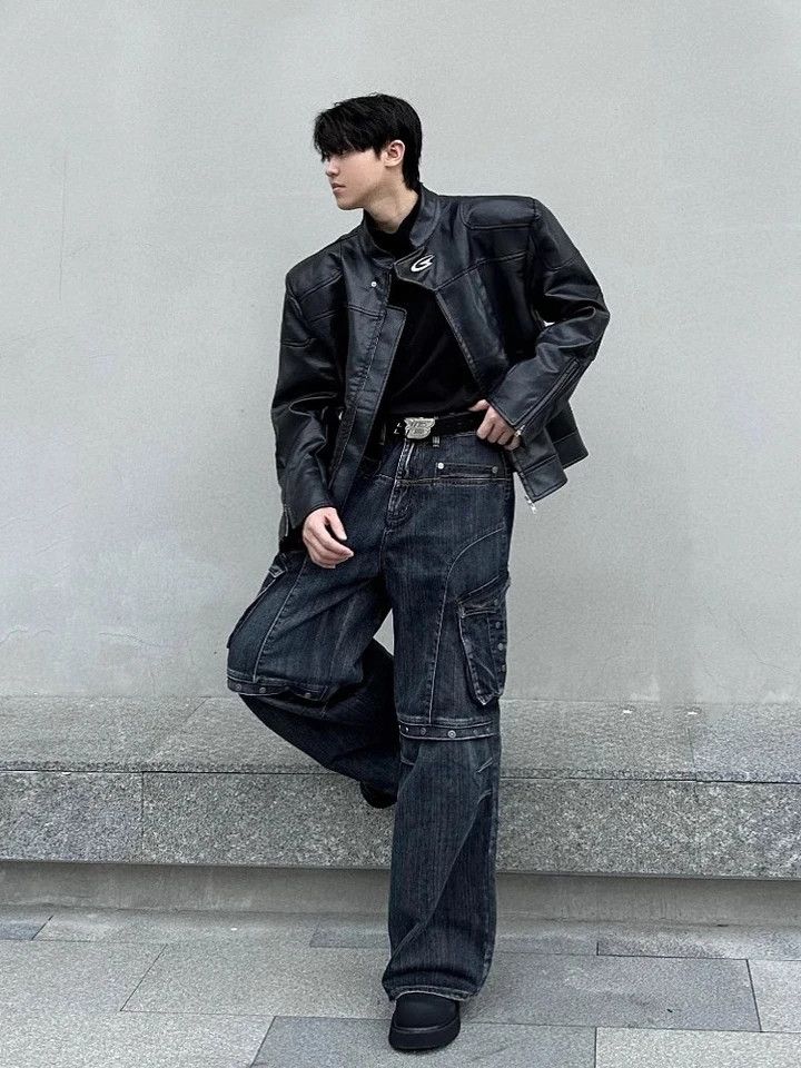 Japanese Brand × Vintage Cargo Studded Pocket Baggy Jeans Size US 31 - 4 Thumbnail