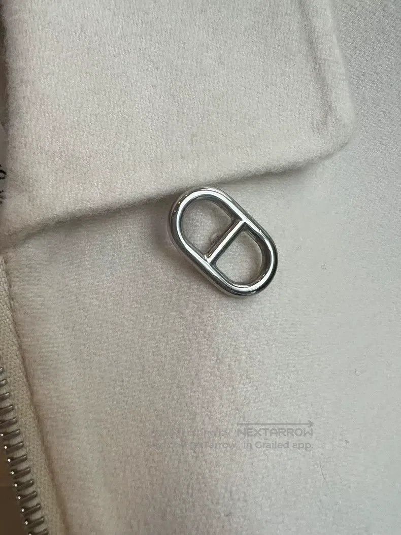 Hermes Hermes Cashmere Coat, Cream White, Pig Nose Button Style Size XXS / US 00 / IT 34 - 7 Thumbnail