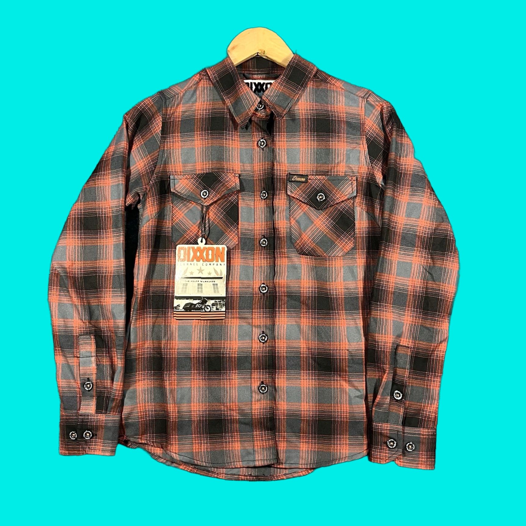 CO Dixxon Shirt Women's Small The House Of Milwaukee Plaid Multicolor Button-Up Long Sleeve Collared USA 100% Polyester Limited Ed Orange Black Size S / US 4 / IT 40 - 1 Thumbnail