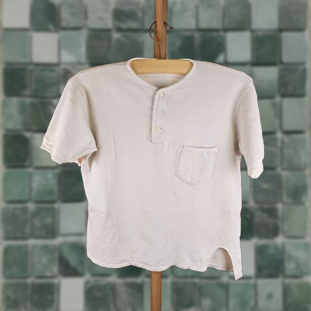 Vintage AKOM T-Shirt White Button Up Pocket Heavy Cotton Short Sleeve Men's M Size US M / EU 48-50 / 2 - 1 Thumbnail