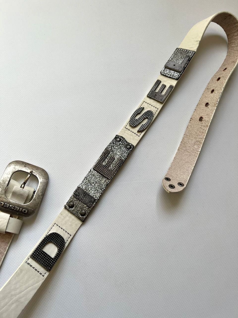 Diesel Diesel big logo letters leather belt two tone distressed y2k Size ONE SIZE - 2 Thumbnail