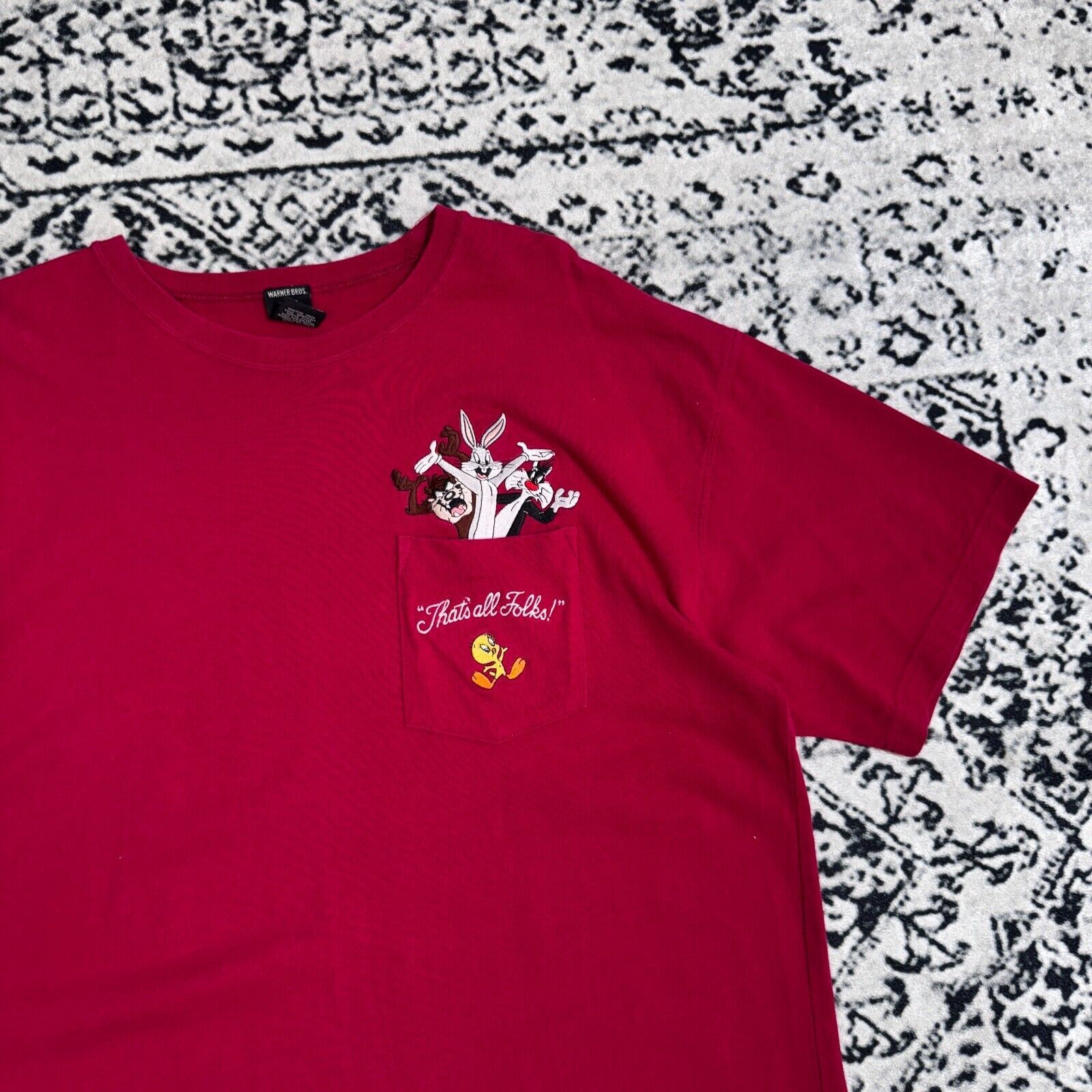 Vintage × Warner Bros Warner Bros Red Cotton T-Shirt Size XL Y2K Looney Tunes 90s Size US XL / EU 56 / 4 - 5 Thumbnail