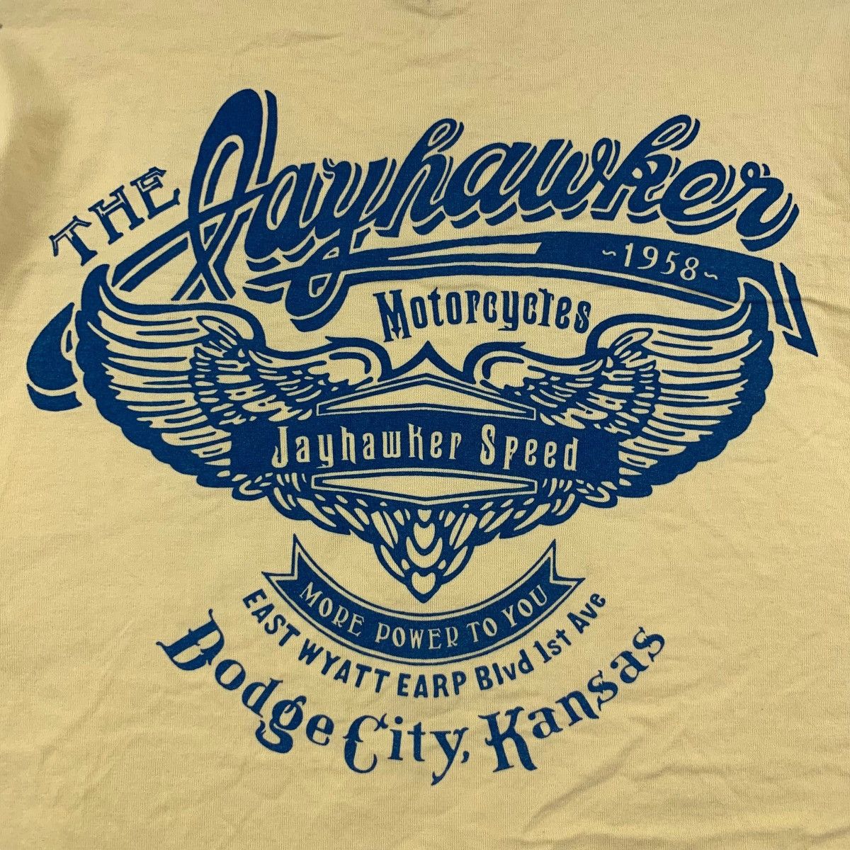 Vintage Vintage THE JAYHAWKER MOTORCYCLES Speed Tee Shirt Size US L / EU 52-54 / 3 - 5 Thumbnail
