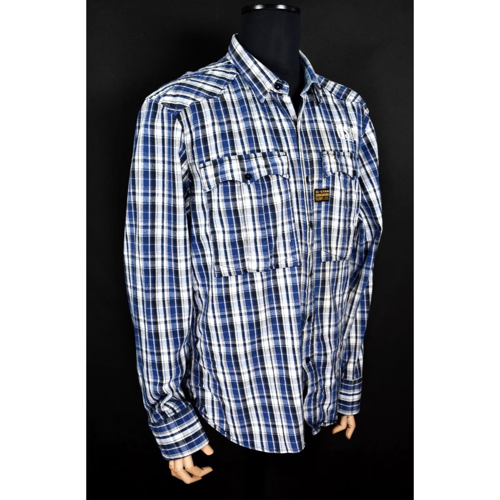 G-Star G-Star Raw Brass Rewind Plaid Shirt 3XL Men's Button-Up Long Sleeve Blue Cotton Size US XXL / EU 58 / 5 - 3 Thumbnail