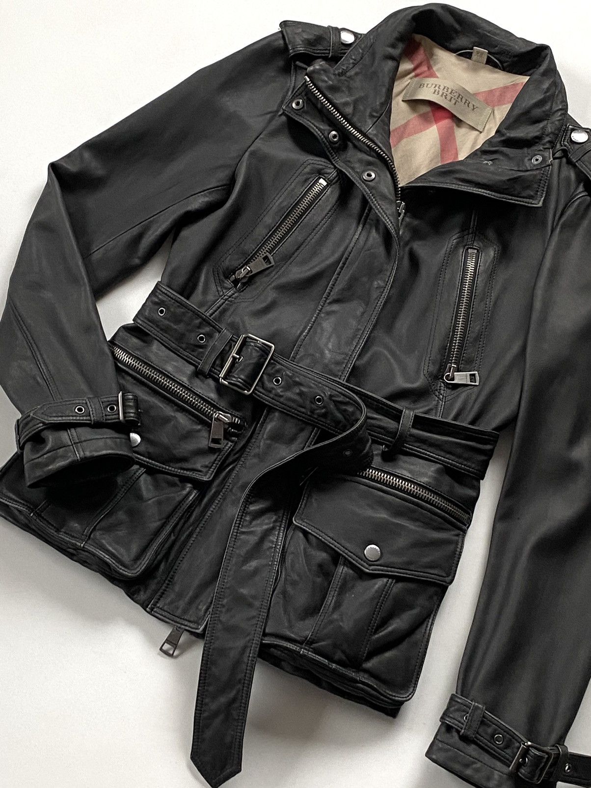 Burberry 🔥RRP 2390$ Burberry Brit Lambskin Biker Field Jacket Size S / US 4 / IT 40 - 5 Thumbnail