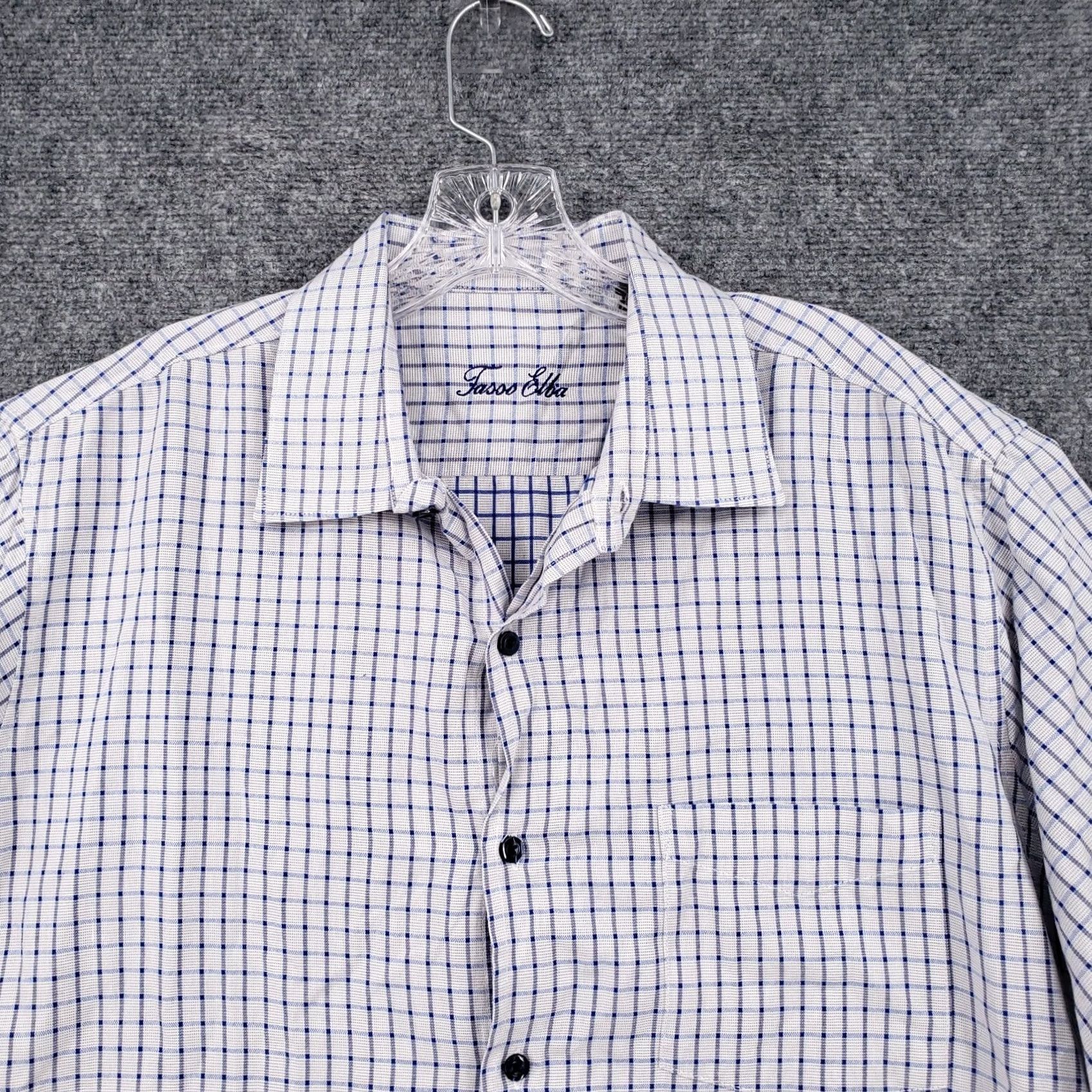 Tasso Elba Tasso Elba Shirt XL Blue Plaid Short Sleeve Button Up Extra Large Oxford Pocket Size US XL / EU 56 / 4 - 3 Thumbnail