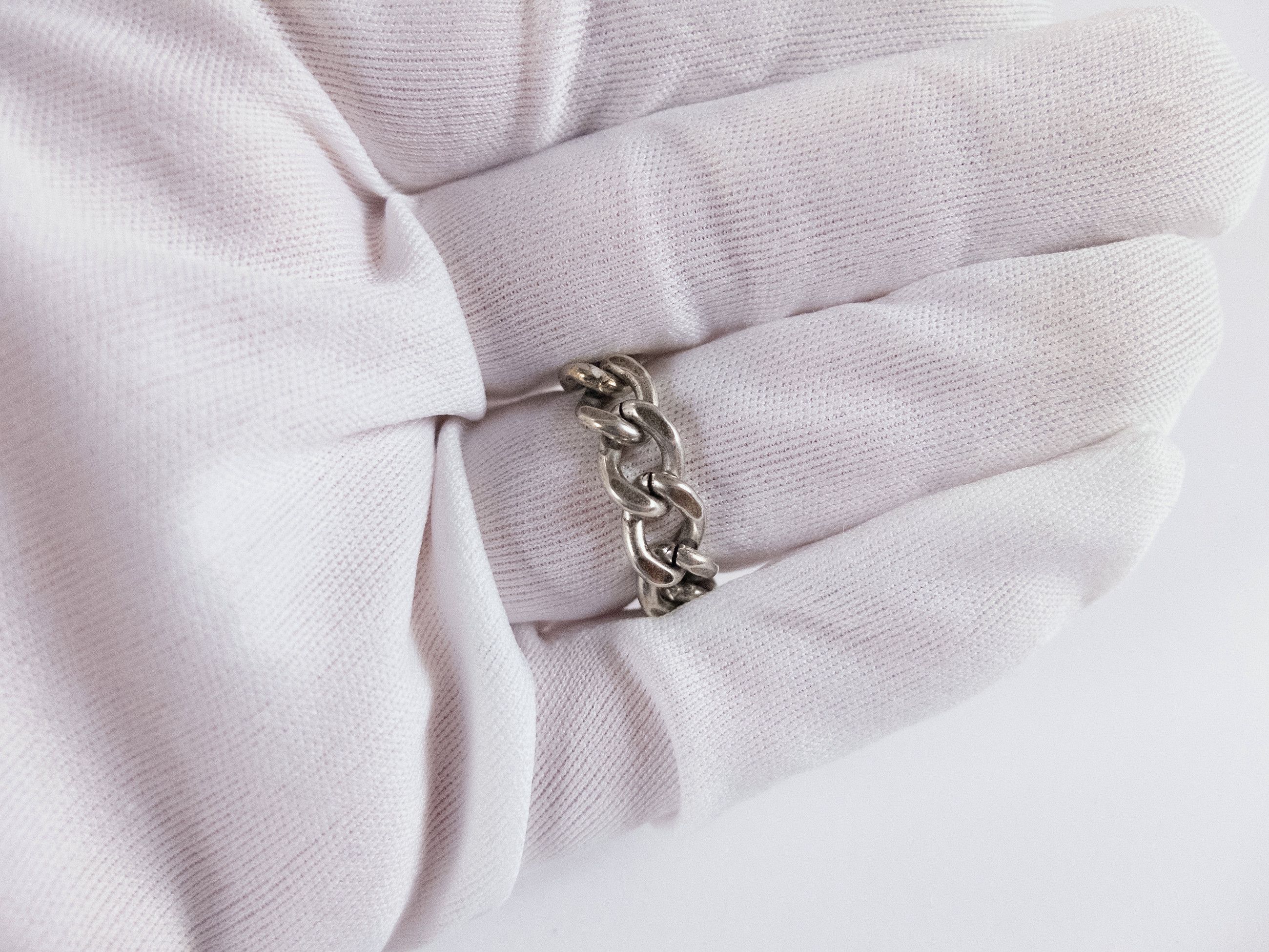 Gucci GUCCI Tag Chain logo black silver ring Size 20 / 9 Size ONE SIZE - 4 Thumbnail