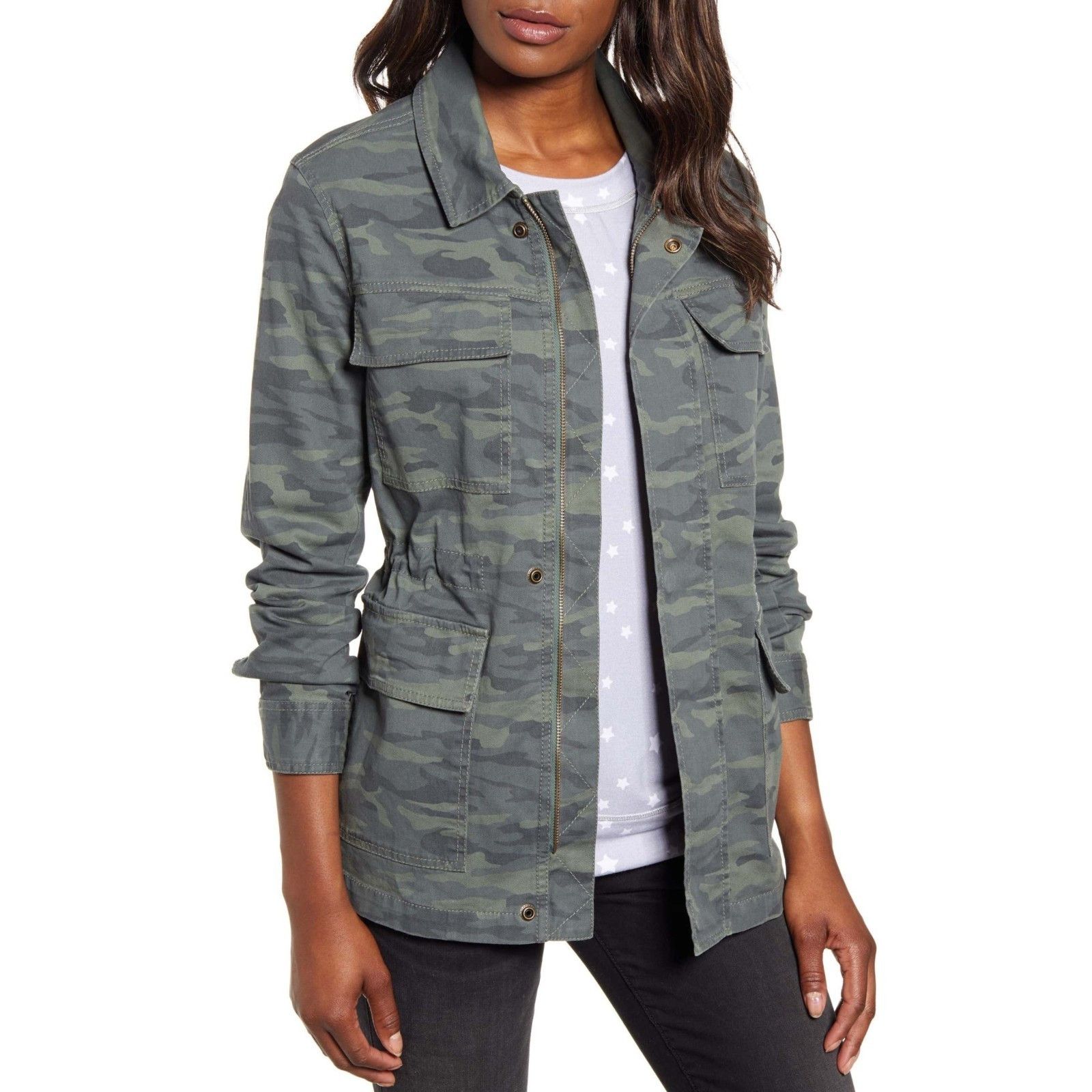 Other Metallic Stretch Utility Jacket in Olive British Camo Size M / US 6-8 / IT 42-44 - 2 Thumbnail