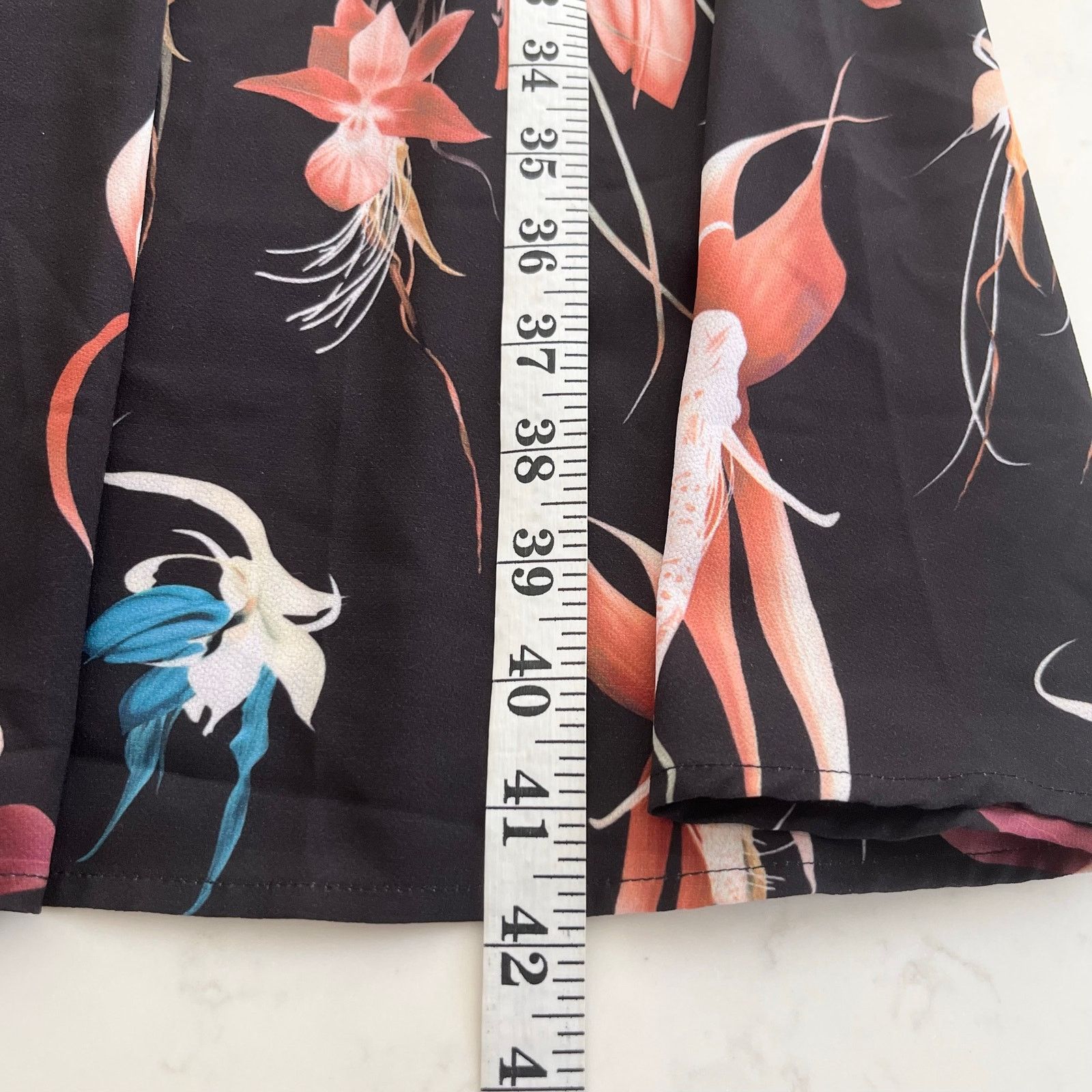 H&M H&M Black Floral Midi Dress Open Back Long Sleeve Flowy Size XS / US 0-2 / IT 36-38 - 8 Thumbnail