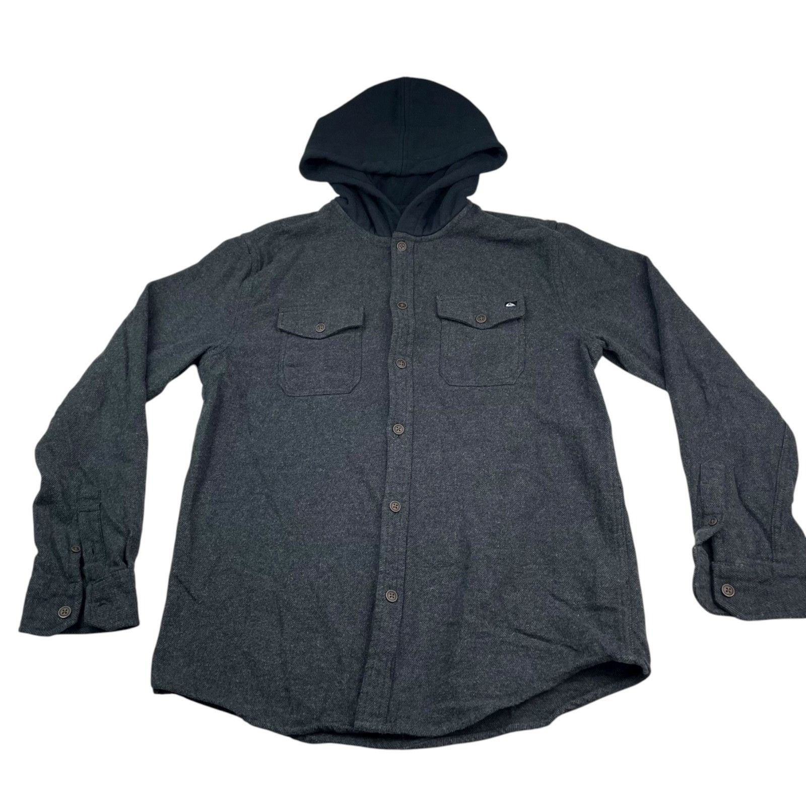 Quiksilver Quicksilver Men's 100% Cotton L/S Hooded Button Work Shirt G Size US S / EU 44-46 / 1 - 2 Thumbnail