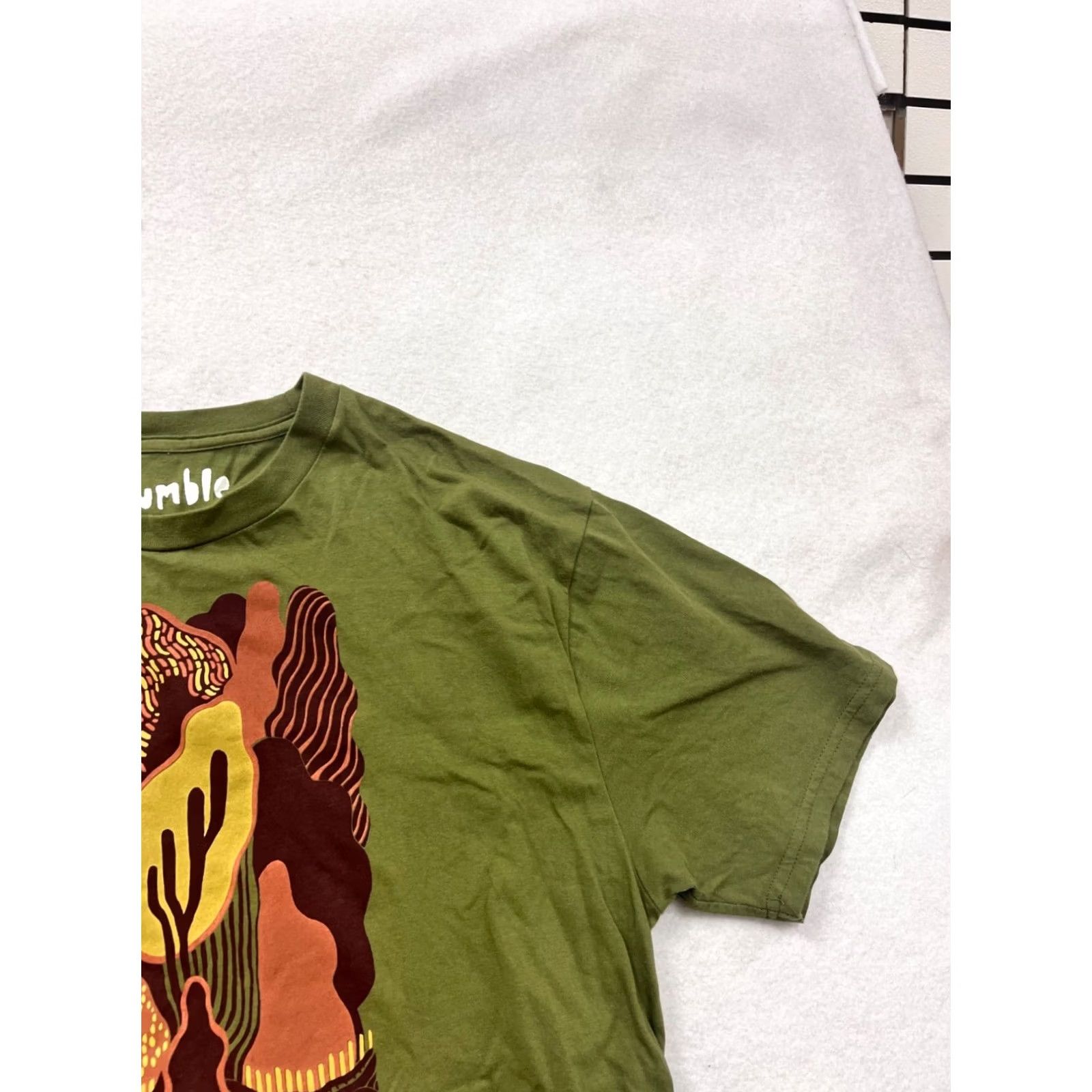X-LARGE VINTAGE Mens Organic Cotton Graphic T-Shirt By Mumble Tease XL Green Shirts Mens Size US XL / EU 56 / 4 - 6 Thumbnail