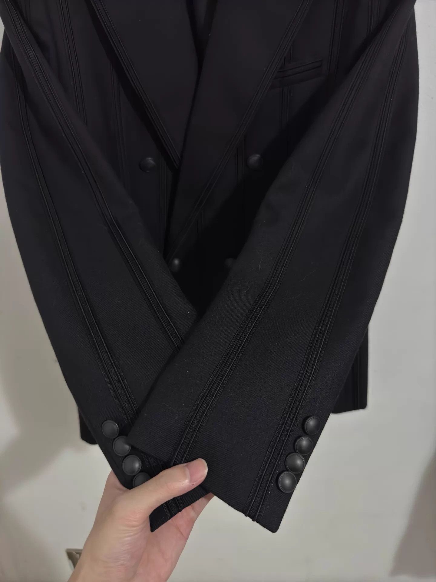 Saint Laurent Paris SLP 19SS Black Striped Double-Breasted Peak Lapel Suit Size 46R - 4 Thumbnail