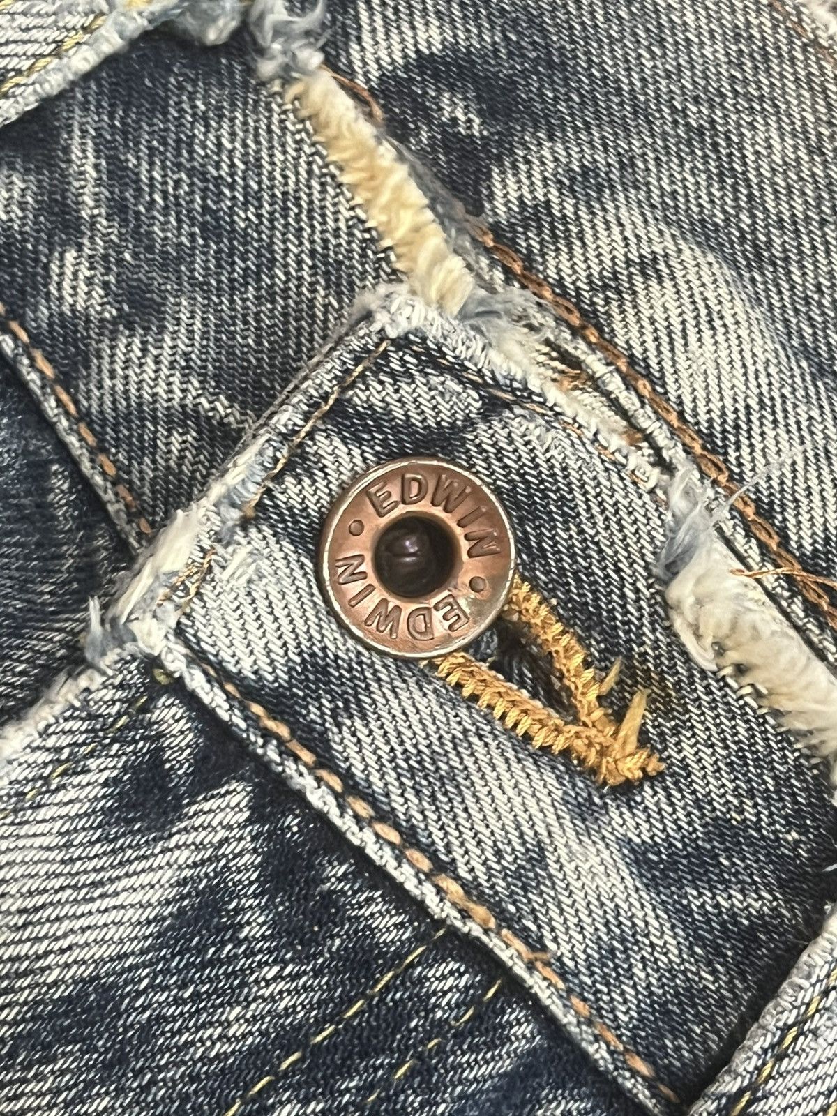 Edwin Vintage Edwin 505X Blue Washed Selvedge Frayed Leg Jeans Size US 32 / EU 48 - 5 Thumbnail