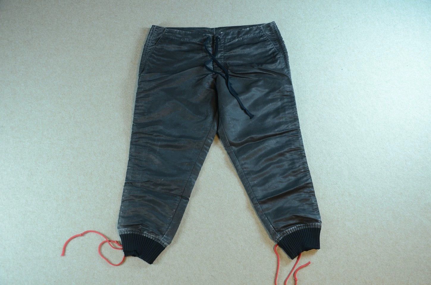 Greg Lauren GL Black Heavy Laminated Distressed 90s Cuffed Tie 4 Size US 29 - 1 Thumbnail
