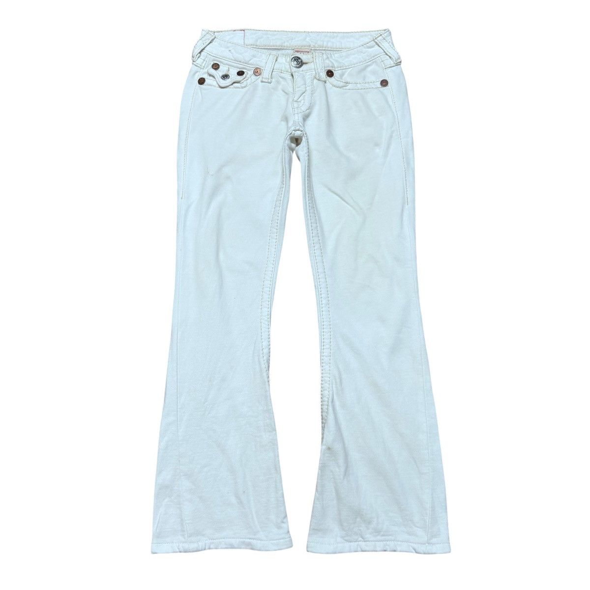 True Religion True Religion Joey Big T Sweat Flare Jeans White Size 27" / US 4 / IT 40 - 1 Thumbnail
