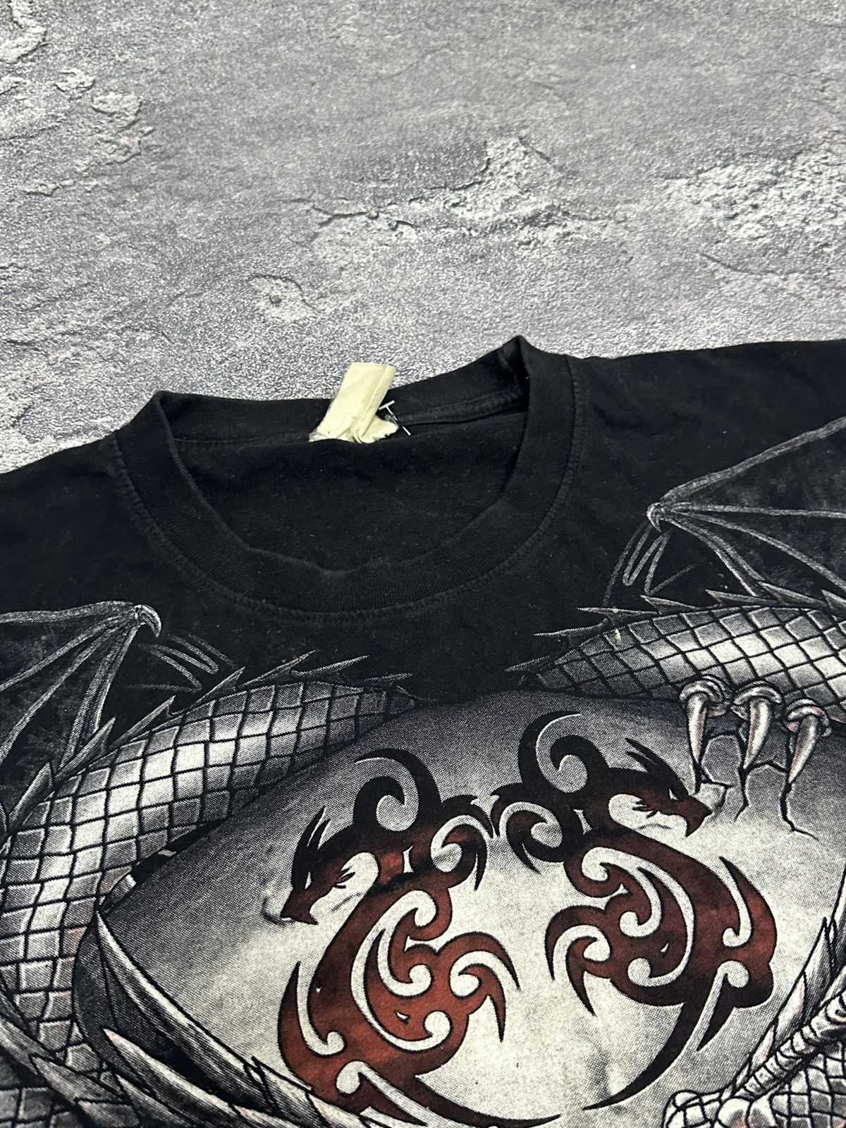 Vintage Vintage 90s Overprint Skull Dragon Tribal Tattoo T-Shirt Size US XL / EU 56 / 4 - 5 Thumbnail