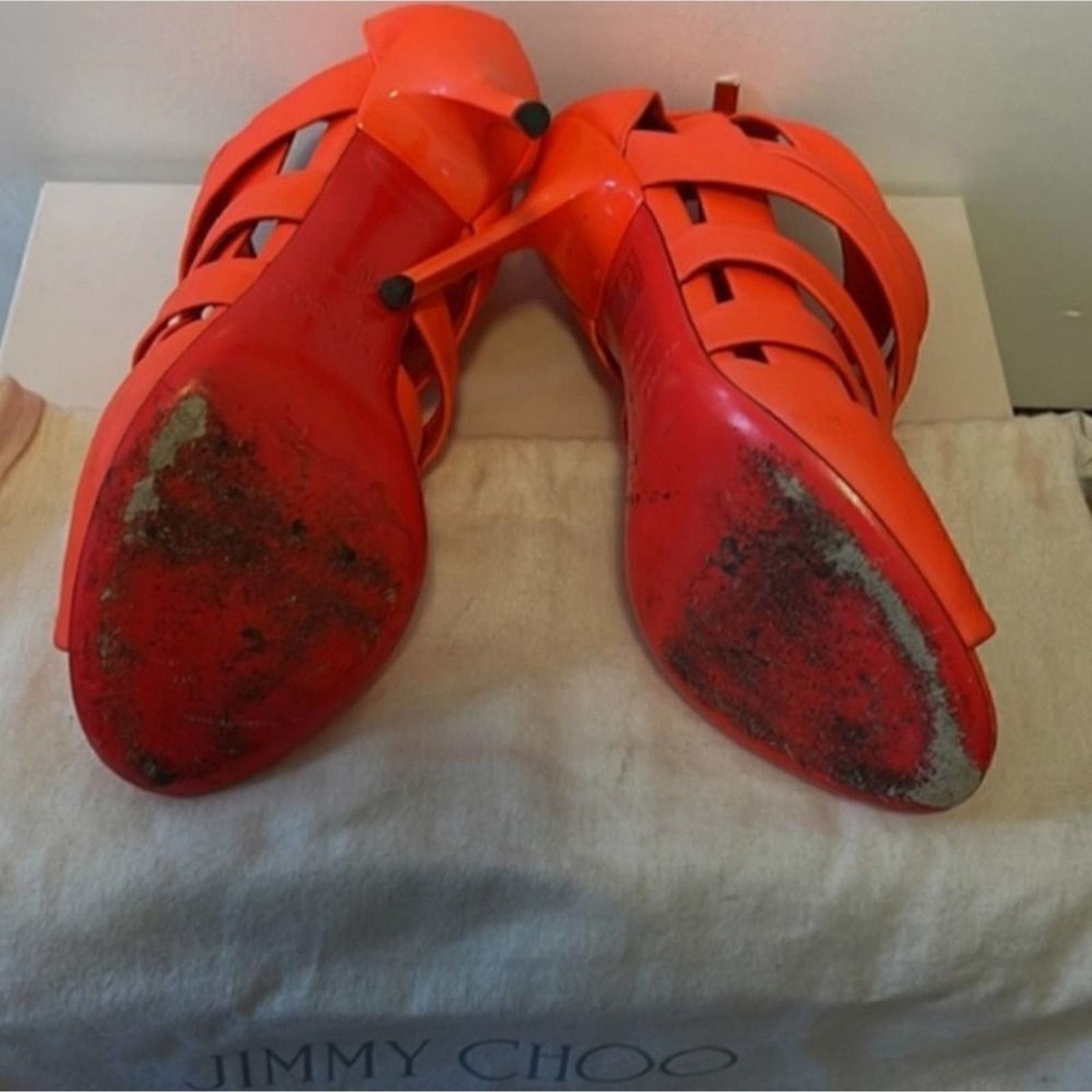 Jimmy Choo Jimmy Choo Damsen Neon Flame Nappa Leather Sandals Heels 6.5 Size US 6.5 / IT 36.5 - 12 Thumbnail