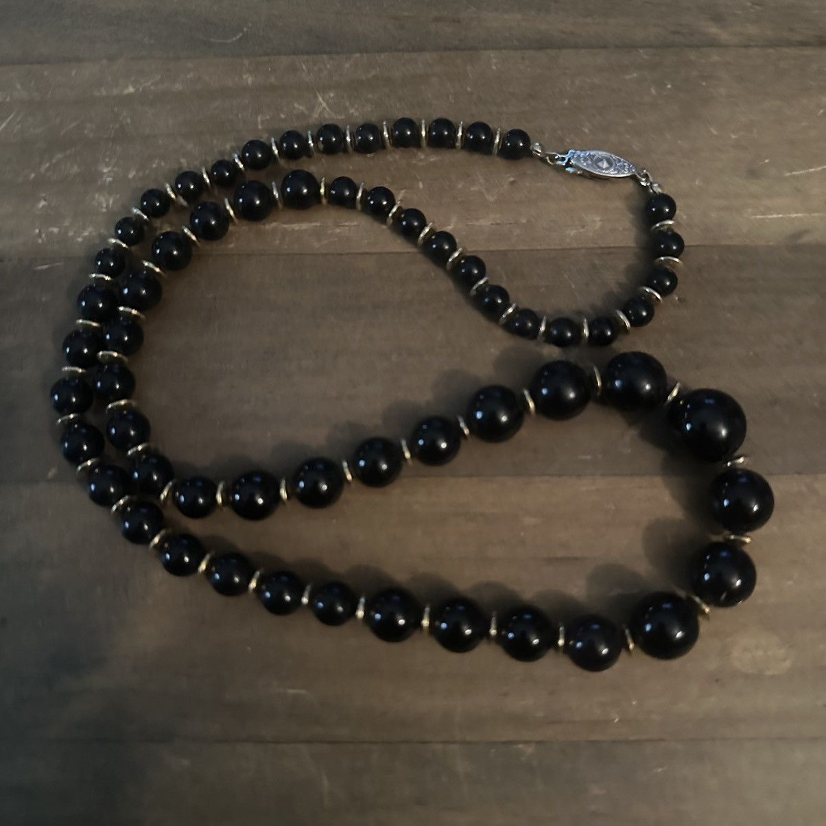 Vintage Vintage black glass bead necklace Size ONE SIZE - 2 Thumbnail