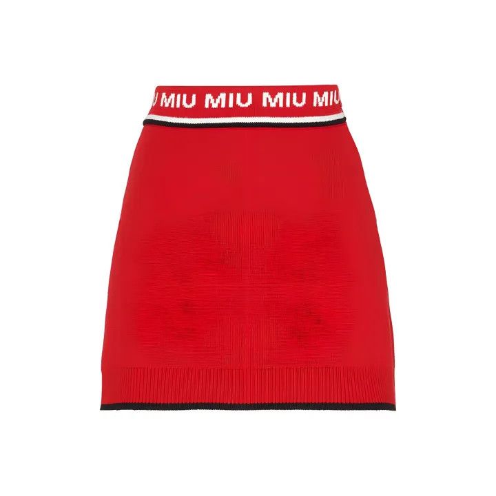 Miu Miu Miu Miu Knitted Casual Mini Skirt for Women 0079 Size 38" / US 16 / IT 52 - 1 Thumbnail