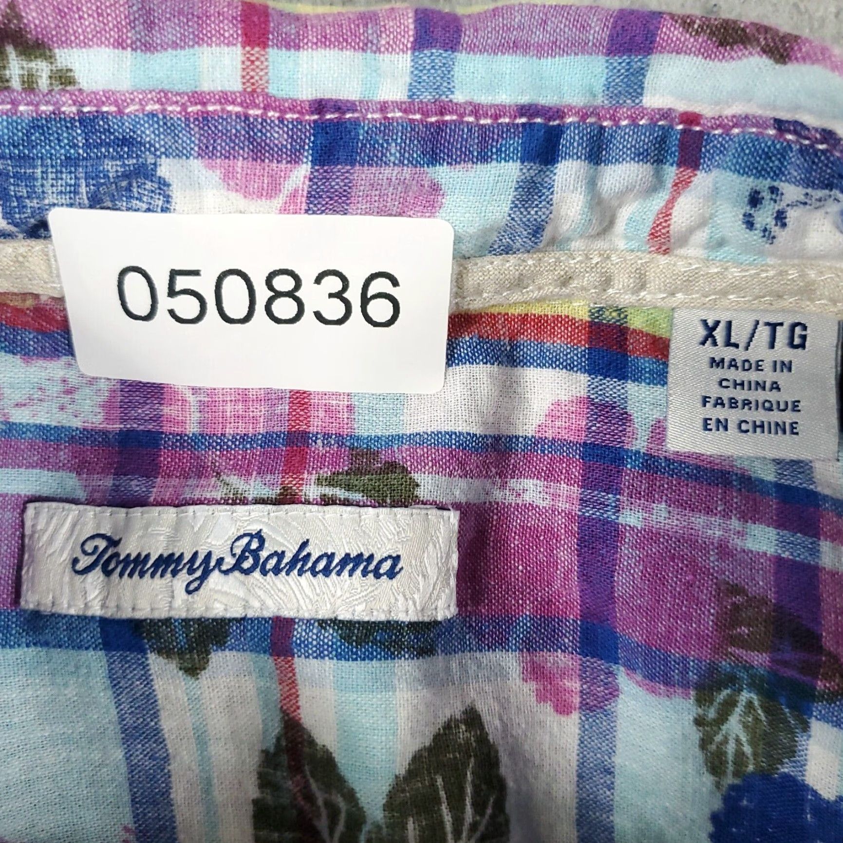 Tommy Bahama VINTAGE Tommy Bahama Shirt Mens XL Blue Purple Plaid Linen Cotton Button Up Short Sleeve Size US XL / EU 56 / 4 - 7 Thumbnail