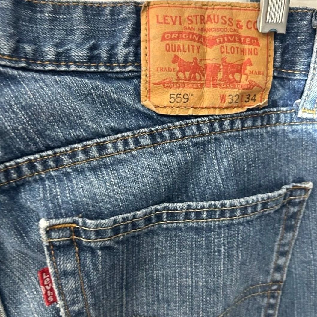 Levi's Levi's 559 Jeans Relaxed Straight Leg Washed Dark Blue Denim 32x34 Mens Regular Size Blue Straight 559 Jeans Mens 32 34 Size US 32 / EU 48 - 4 Thumbnail