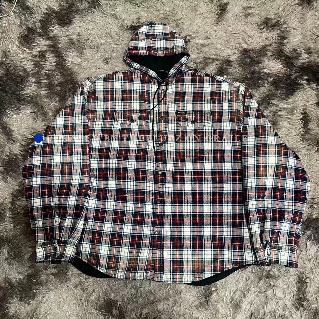 Balenciaga Balenciaga Bleached Flannel Check Shirt Jacket with