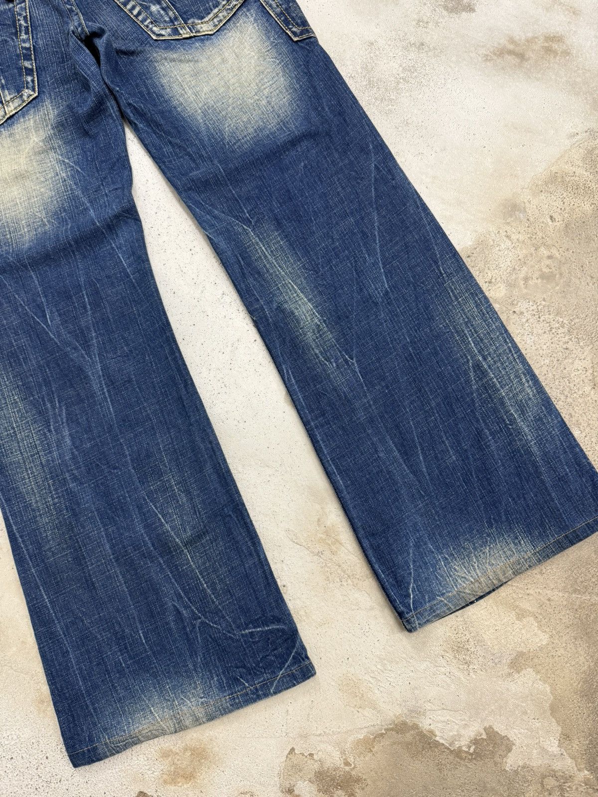 Hysteric Glamour Wide Leg Mudwash Thunder Whisker Distressed Denim Pants Size US 31 - 14 Thumbnail