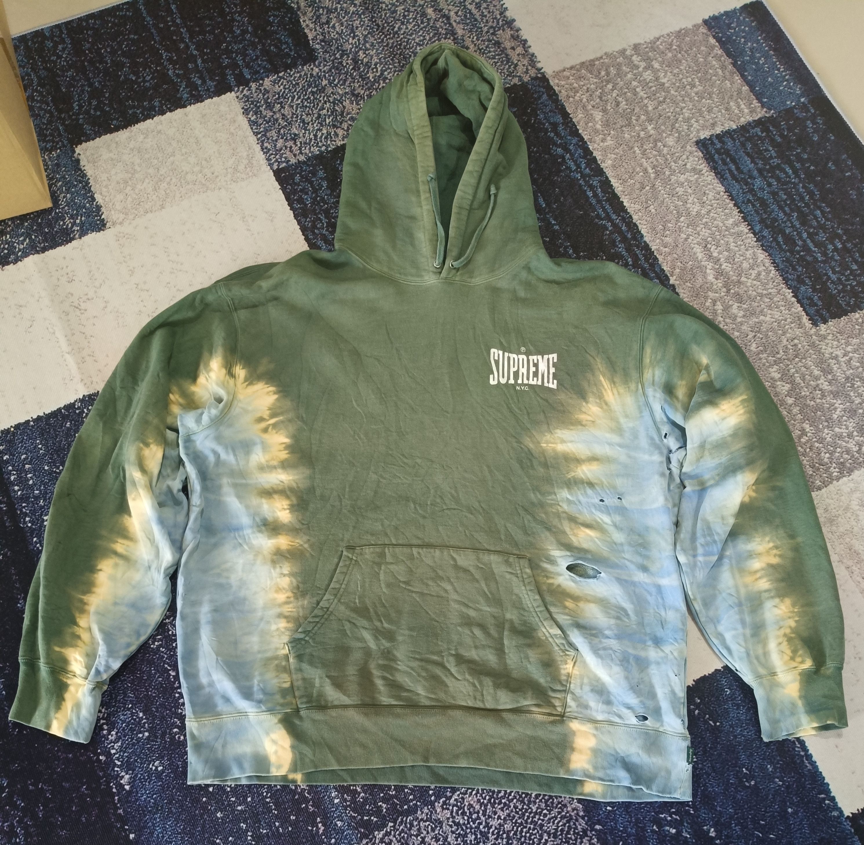 Supreme Supreme bleached distressed hooded sweatshirt Size US XXL / EU 58 / 5 - 1 Thumbnail