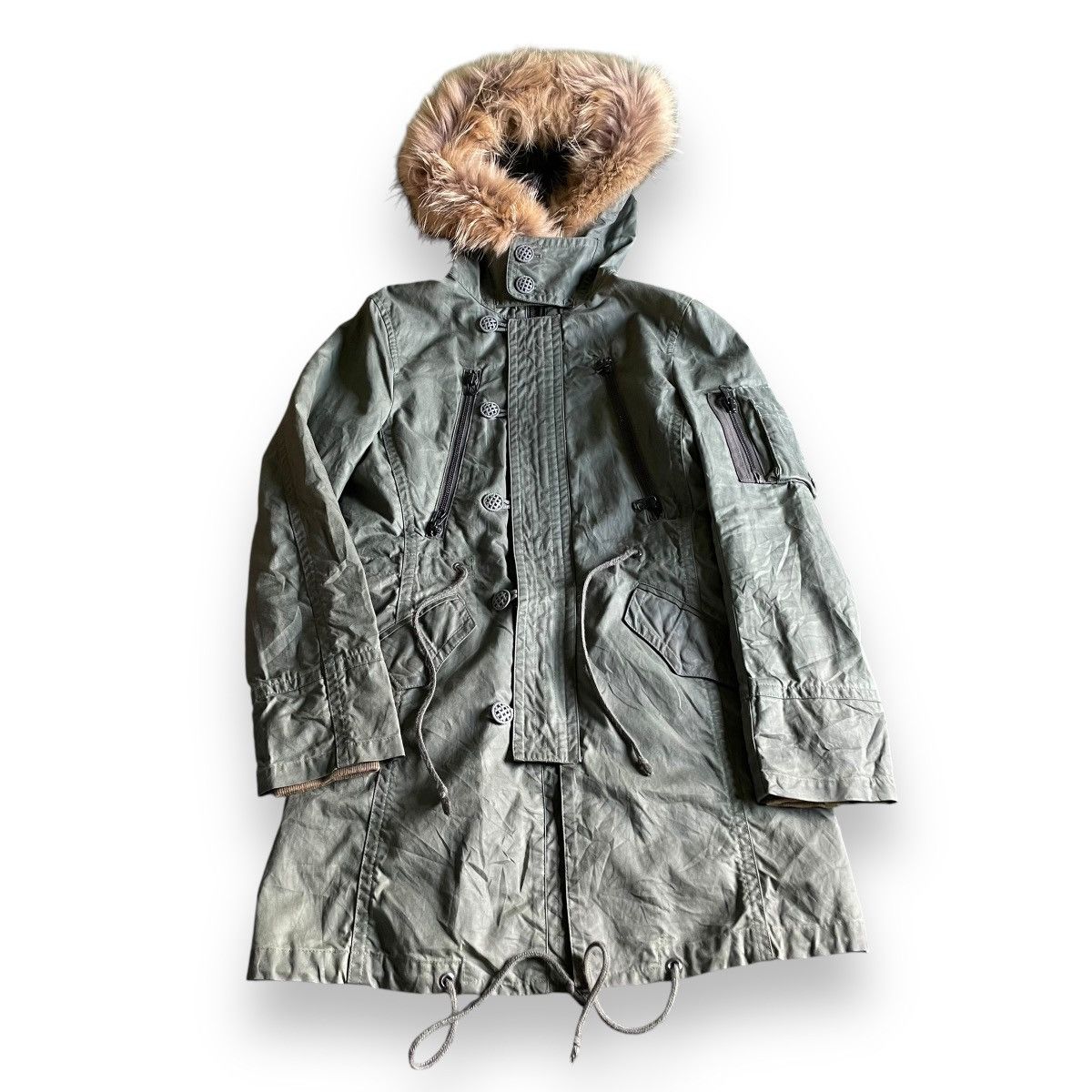 Genetic Manipulation Shinichiro Kuriya 🇯🇵 SHINICHIRO KARIYA WAXED FUR RACOON HOODIE PARKA JACKET Size US M / EU 48-50 / 2 - 5 Thumbnail